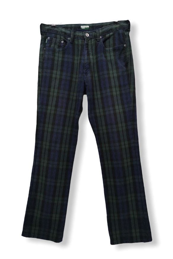 image of Paul Smith Punk Checkered Plaid Tartan Slim Fit Denim Pants in Dark Green Check, Men's (Size 31)