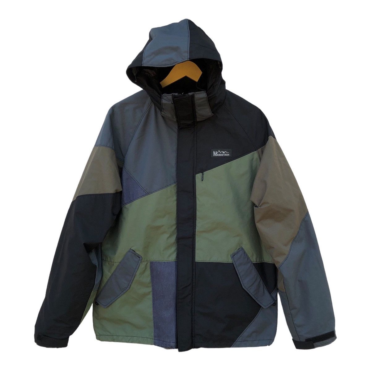 image of Manastash Outdoor Soft Shell Jacket Hoodie Multicolor in Black/Blue, Men's (Size Large)