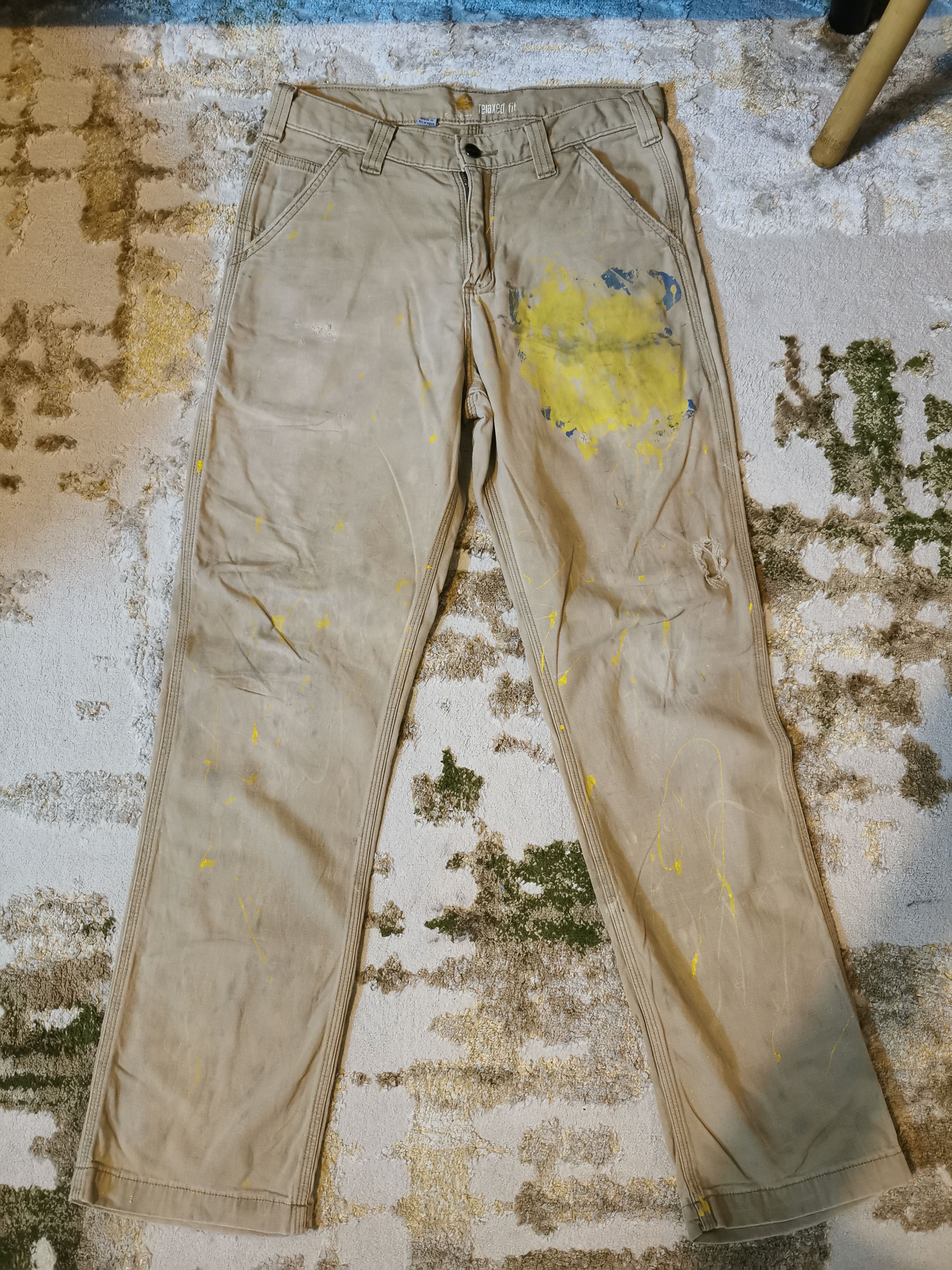 image of Vintage Carhartt Workers Painter Distressed Carpenter Pants in Light Brown, Men's (Size 30)