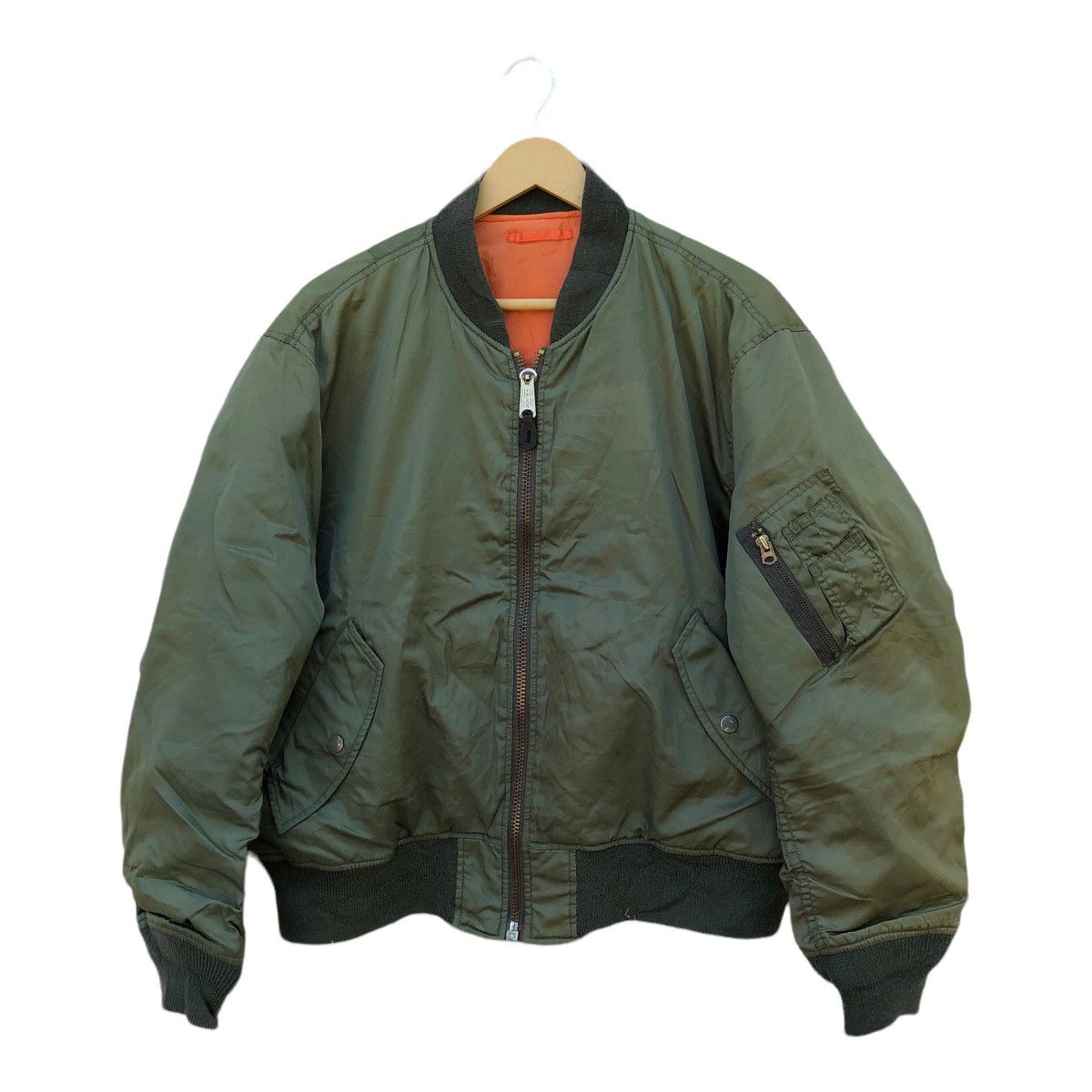 image of Bomber Jacket x Ma 1 Bomber Military Jacket Us Air Force Ma-1 in Green Camo, Men's (Size Large)