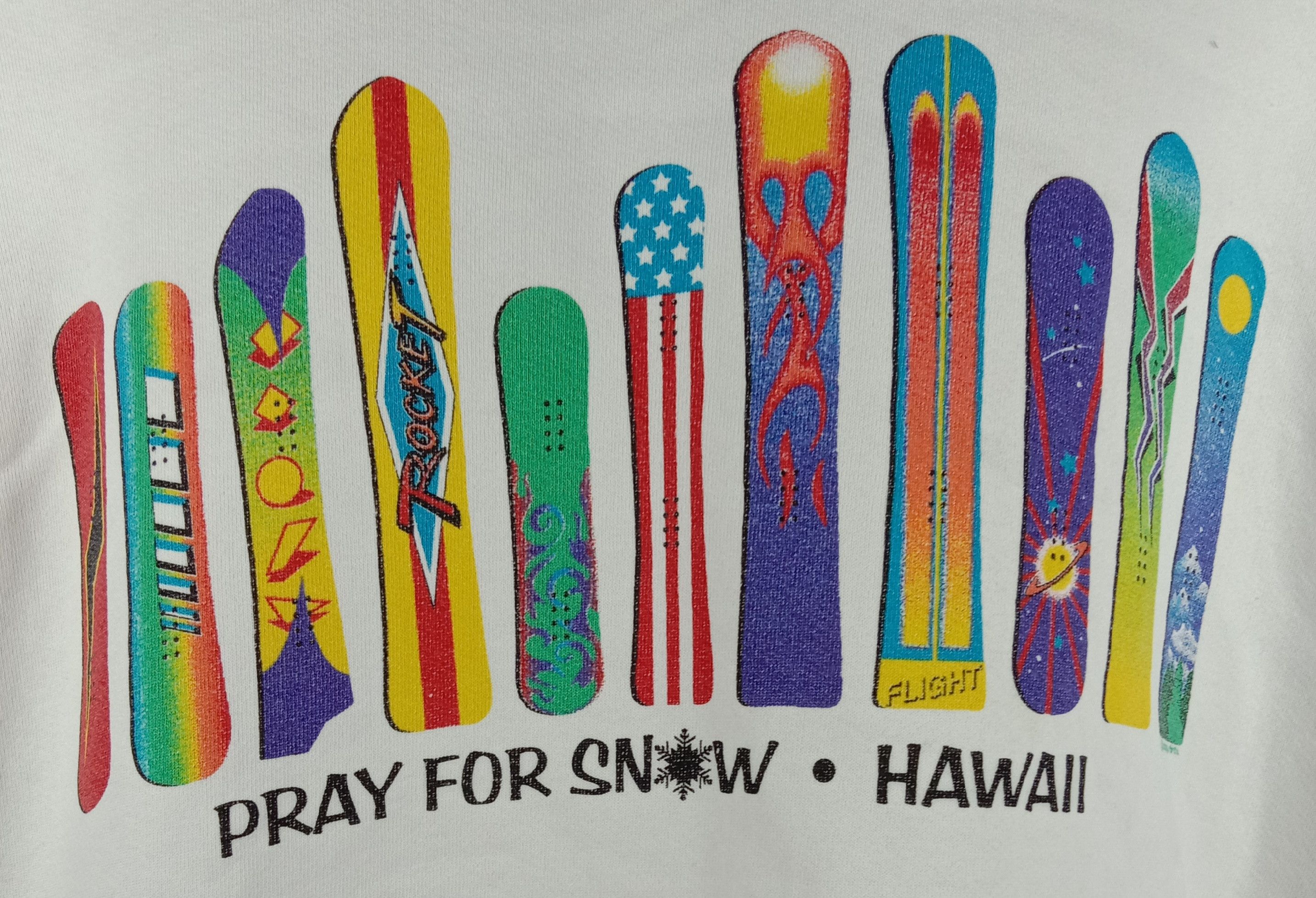 Vintage Vintage 90's Crazy Shirt Pray For Snow Hawaii Sweatshirt Size US XL / EU 56 / 4 - 6 Thumbnail