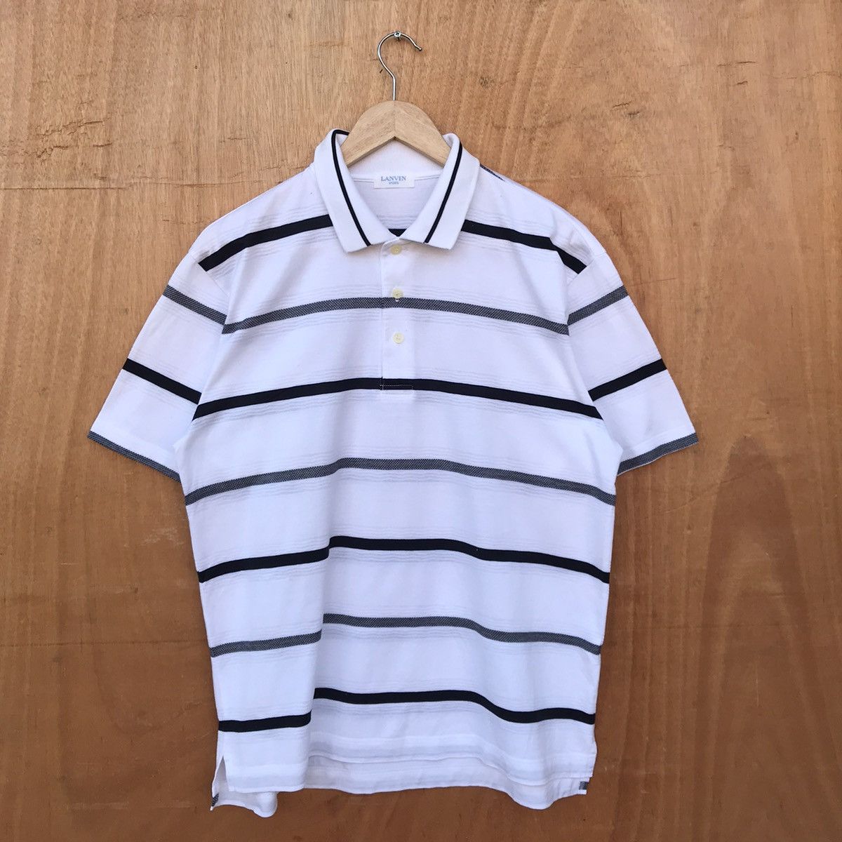 Lanvin Vintage Lanvin Japan Polo Minimalist striped Size US M / EU 48-50 / 2 - 1 Thumbnail