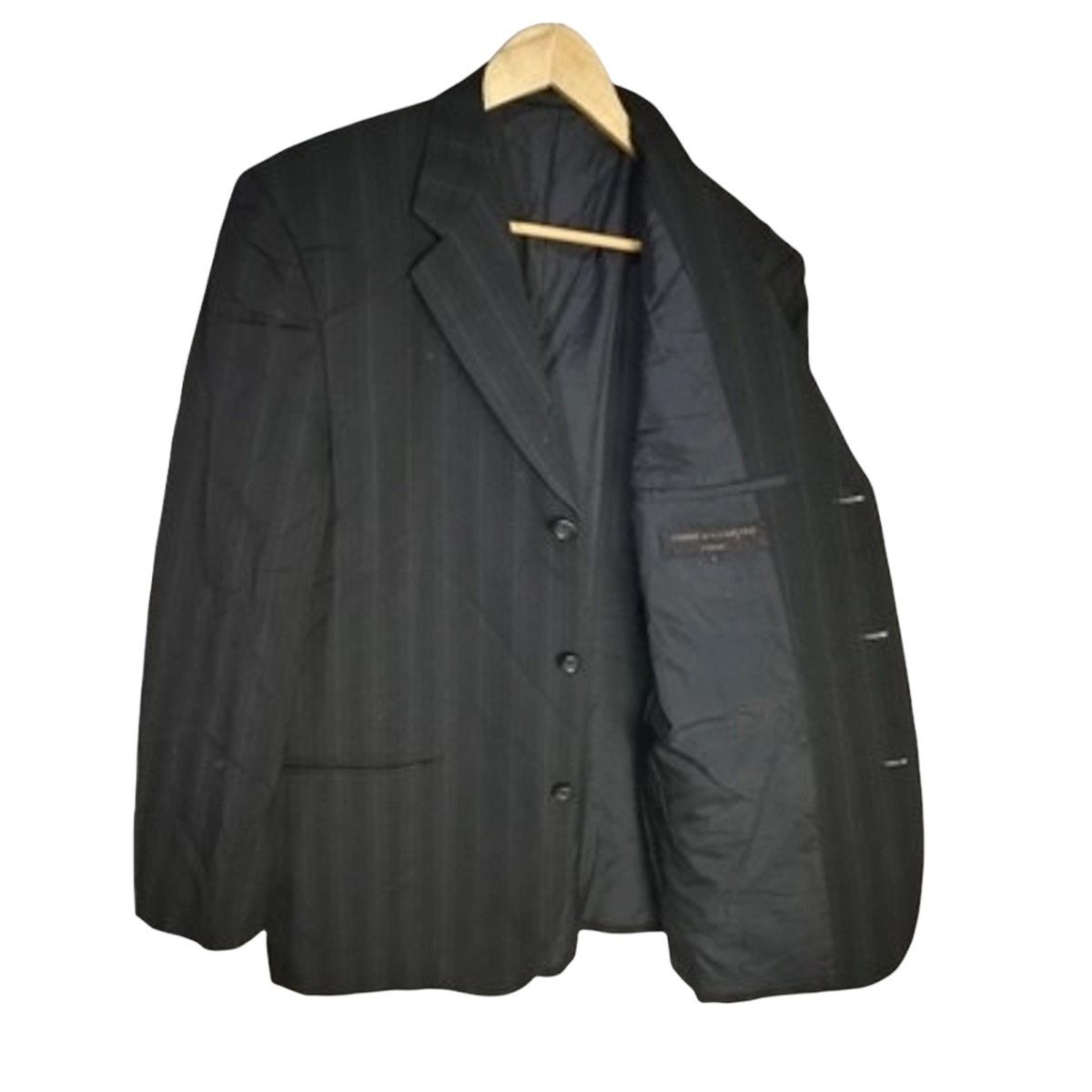 Comme des Garcons Homme Comme des garcons homme black stripes wool blazer Size 44R - 3 Thumbnail