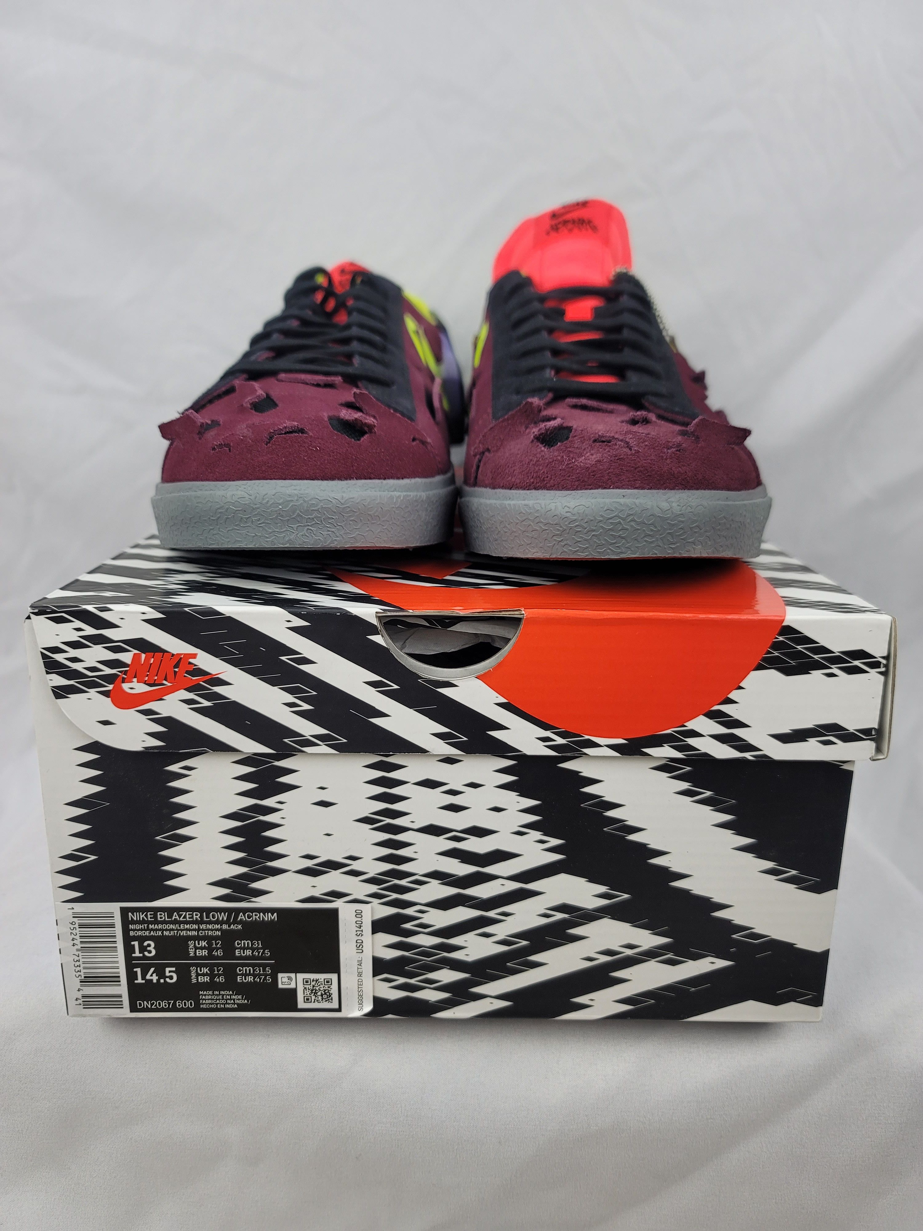 Acronym × Nike Nike x Acronym Blazer Low Night Maroon Men's Size 13 US Size US 13 / EU 46 - 8 Thumbnail