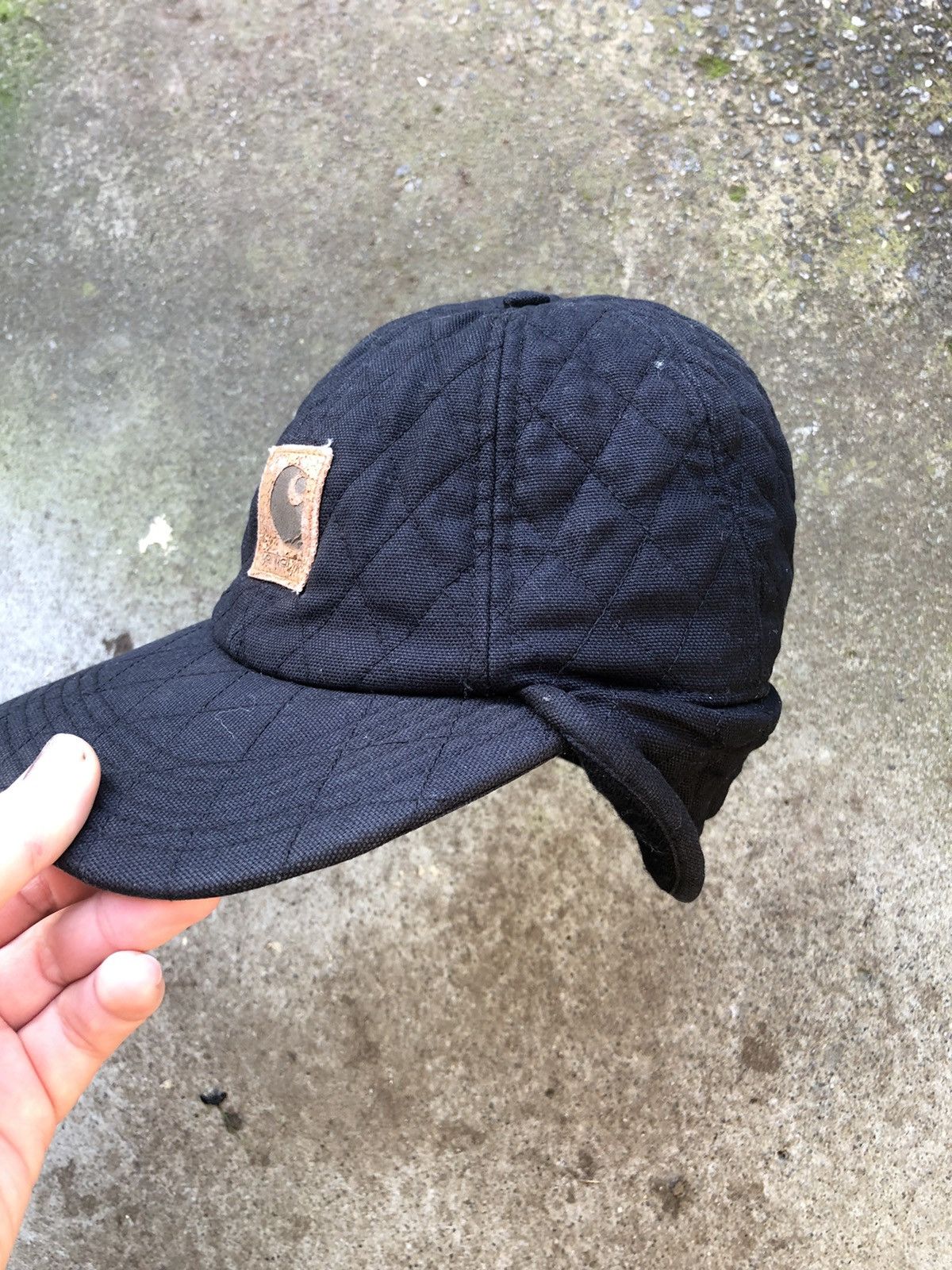 Carhartt Vintage faded quilted carhartt hunting ear flap 6 panel hat Size ONE SIZE - 2 Thumbnail