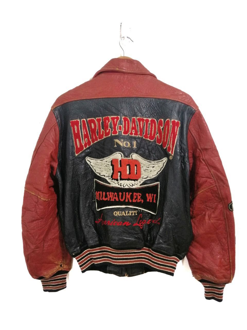 Harley Davidson × Vintage Harley Davidson American Legend Leather Jacket Rare Design Size US M / EU 48-50 / 2 - 1 Thumbnail