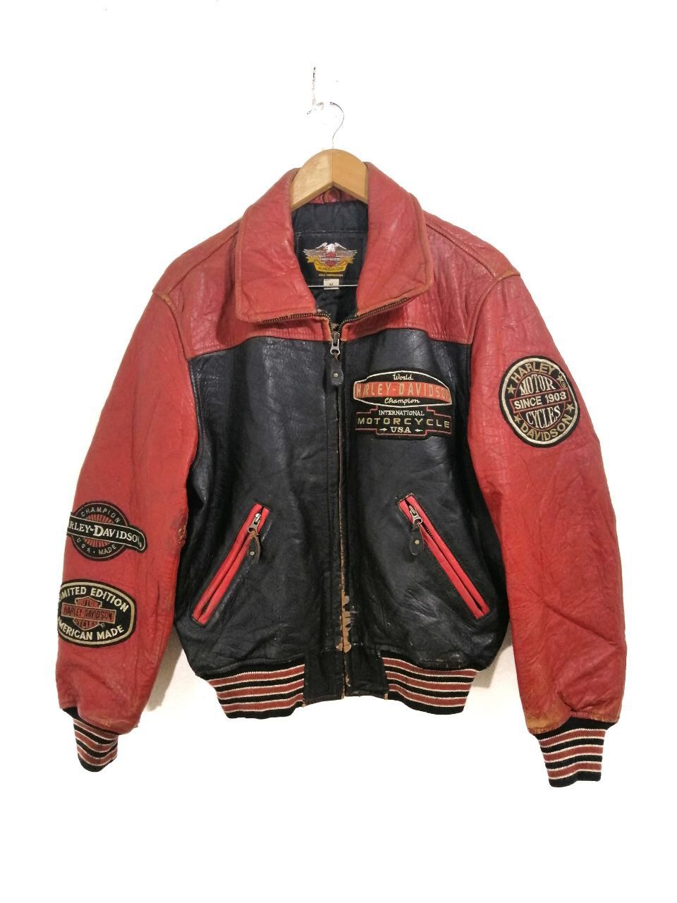 Harley Davidson × Vintage Harley Davidson American Legend Leather Jacket Rare Design Size US M / EU 48-50 / 2 - 2 Thumbnail