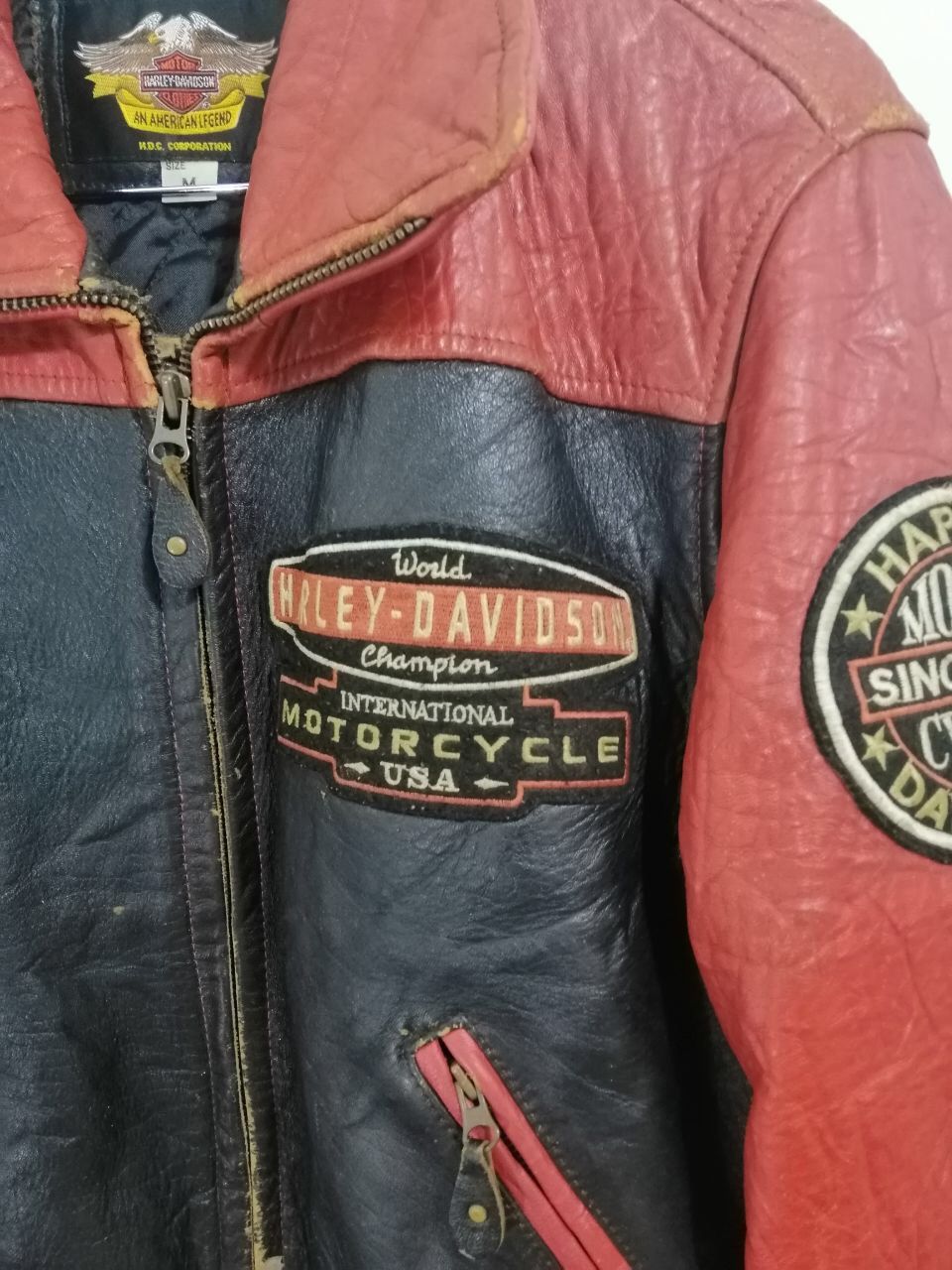 Harley Davidson × Vintage Harley Davidson American Legend Leather Jacket Rare Design Size US M / EU 48-50 / 2 - 5 Thumbnail