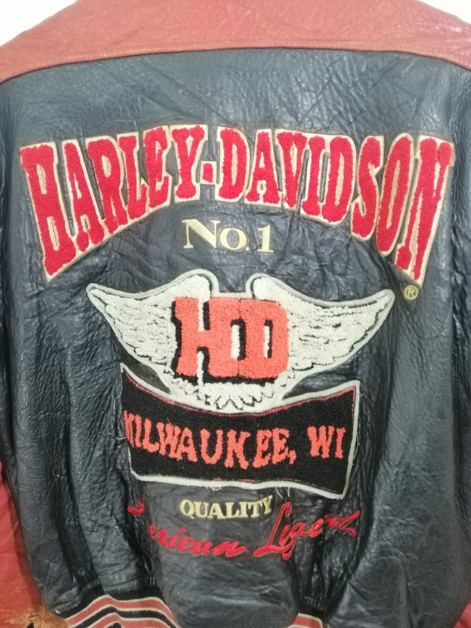 Harley Davidson × Vintage Harley Davidson American Legend Leather Jacket Rare Design Size US M / EU 48-50 / 2 - 10 Thumbnail