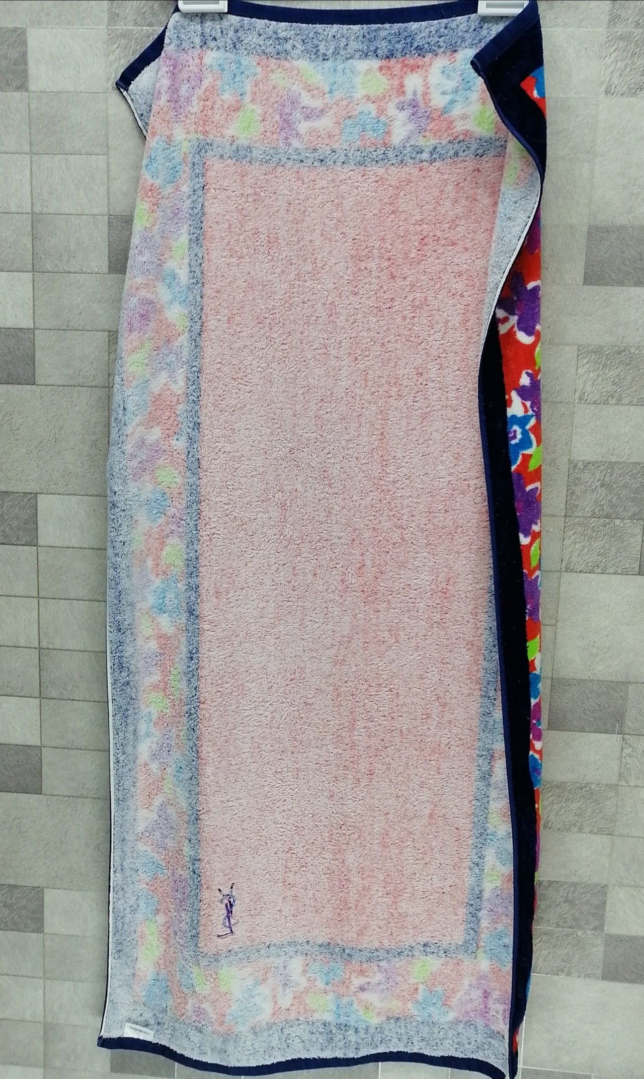 Vintage × Yves Saint Laurent YVESSAINTLAURENT YSL Hot Red Floral Bath Towel Size ONE SIZE - 4 Thumbnail