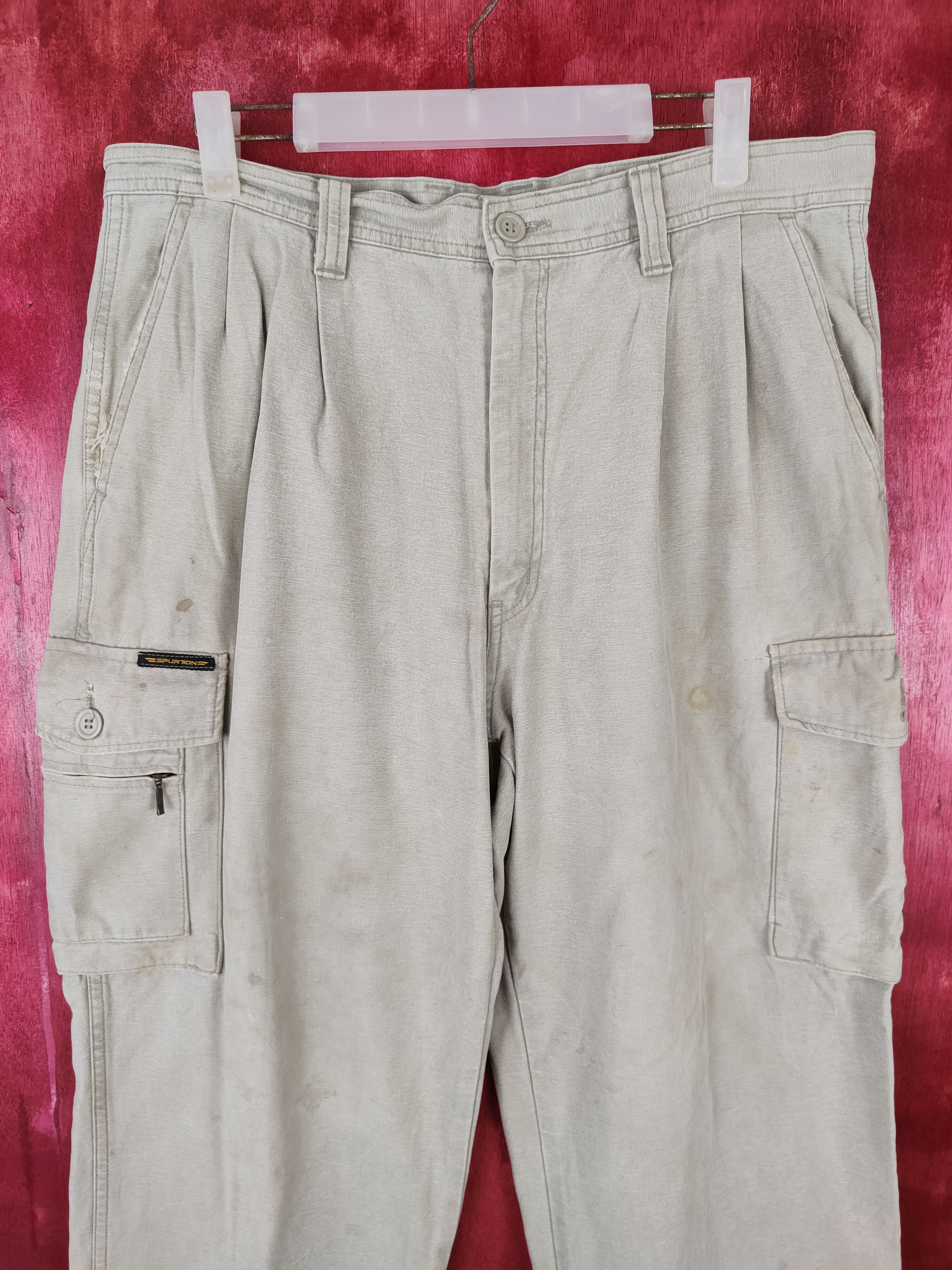 Japanese Brand × Vintage Spurtion Soft Green Multi Pocket Tactical Cargo Pants #S459 Size US 34 / EU 50 - 2 Thumbnail