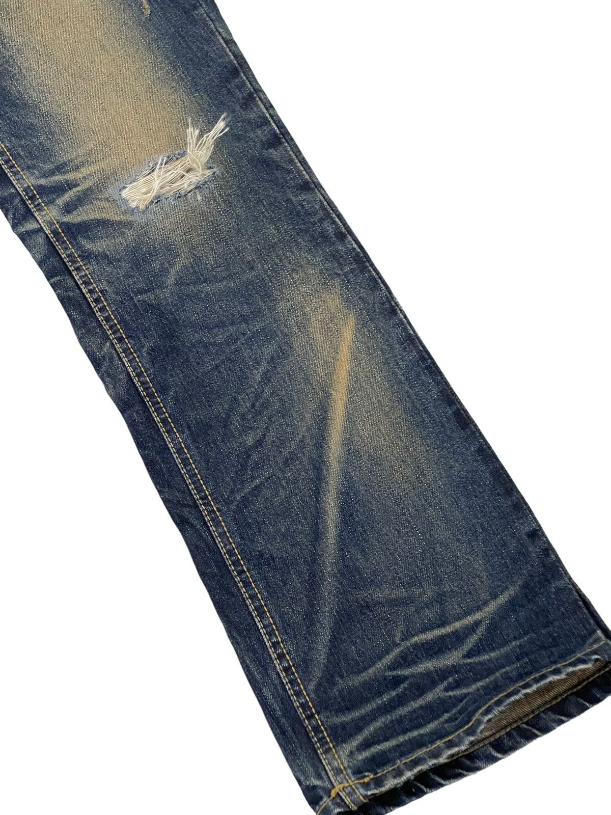 Japanese Brand Slim Jeans Lolita Distress Denim Embroydery 5🟦6 Size US 29 - 15 Thumbnail