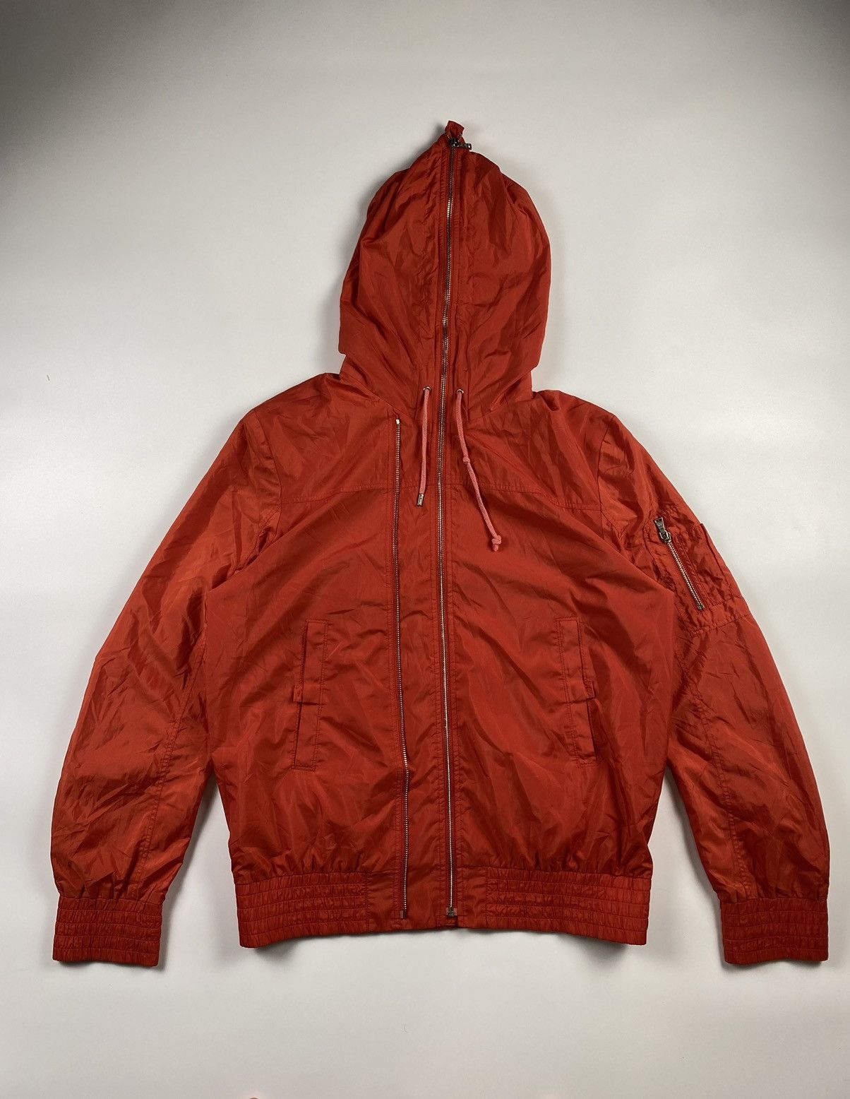 image of Neil Barrett Full Zip Nylon Jacket in Orange, Men's (Size Medium)