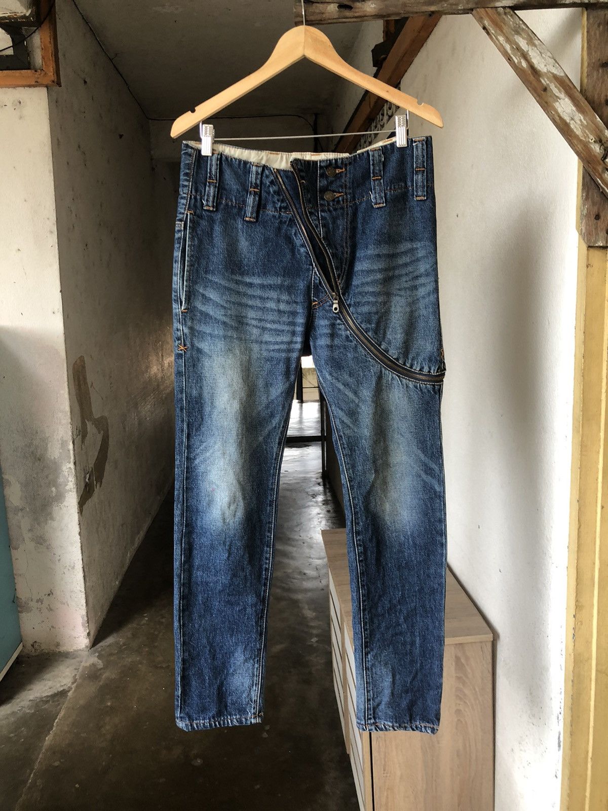 Frapbois Rare❗️Vintage Frapbois Issey Miyake Distressed Skinny Jeans Size US 32 / EU 48 - 3 Thumbnail