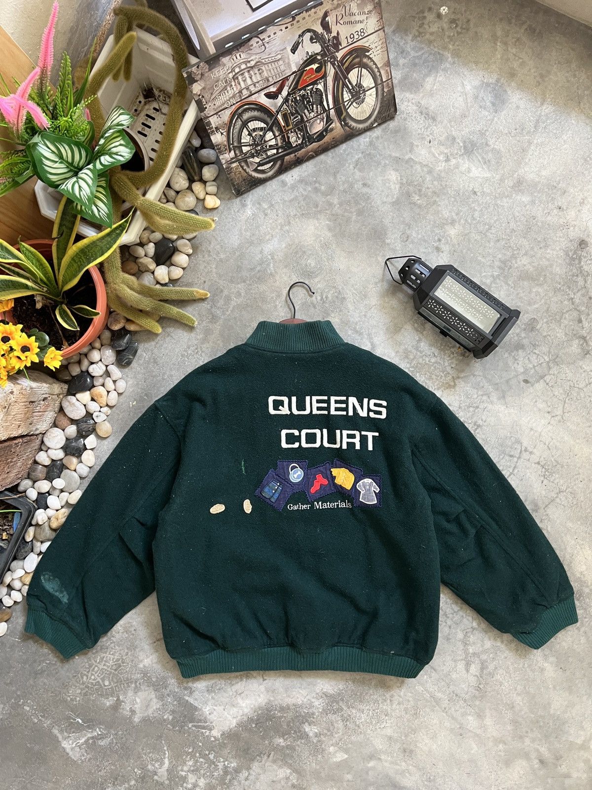 Vintage STEALS 🏴‍☠️ Queens Court Wool Quilted Bomber Jacket Size US L / EU 52-54 / 3 - 2 Thumbnail