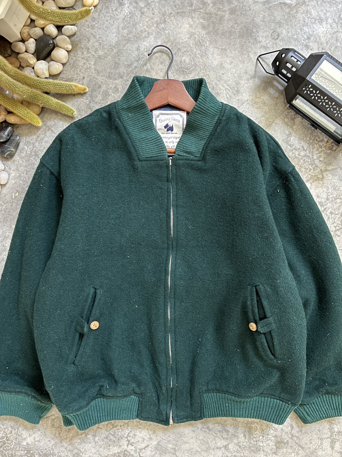 Vintage STEALS 🏴‍☠️ Queens Court Wool Quilted Bomber Jacket Size US L / EU 52-54 / 3 - 21 Thumbnail