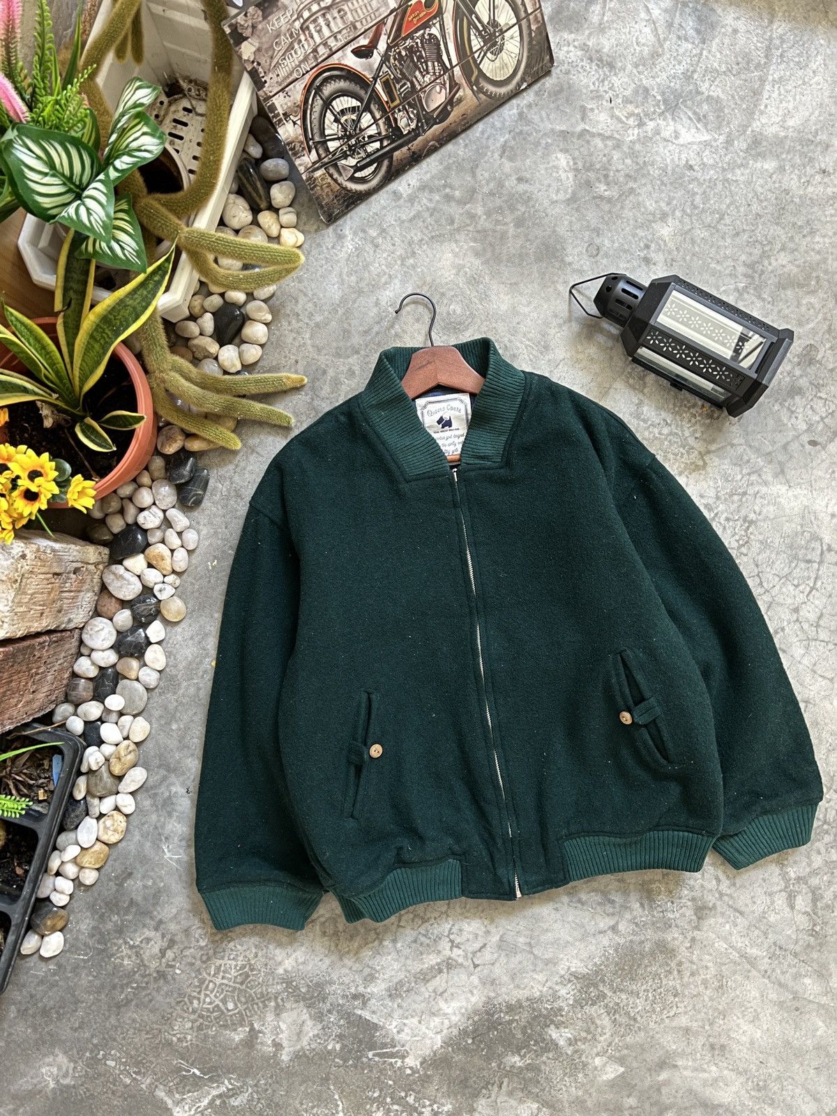 Vintage STEALS 🏴‍☠️ Queens Court Wool Quilted Bomber Jacket Size US L / EU 52-54 / 3 - 16 Thumbnail