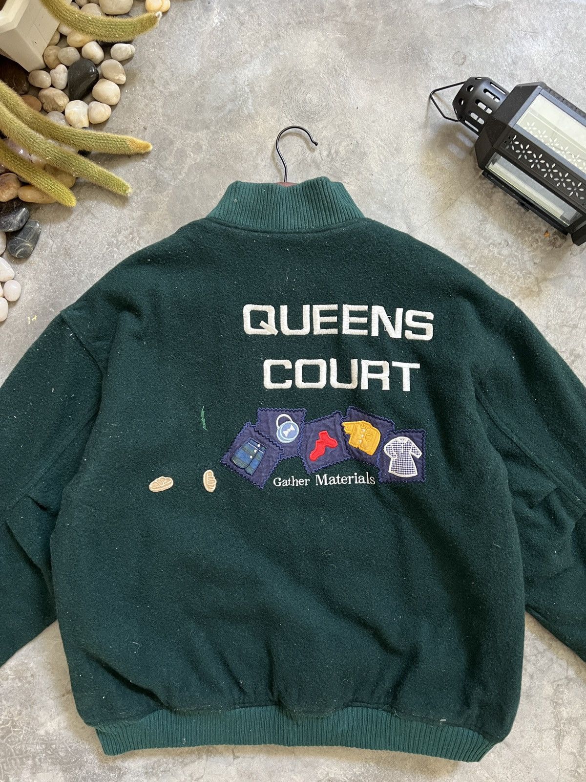 Vintage STEALS 🏴‍☠️ Queens Court Wool Quilted Bomber Jacket Size US L / EU 52-54 / 3 - 3 Thumbnail