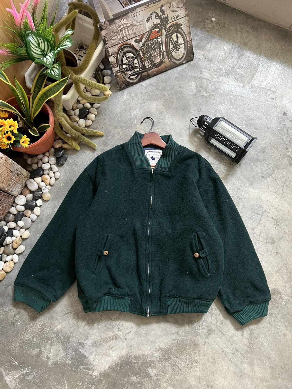 Vintage STEALS 🏴‍☠️ Queens Court Wool Quilted Bomber Jacket Size US L / EU 52-54 / 3 - 12 Thumbnail