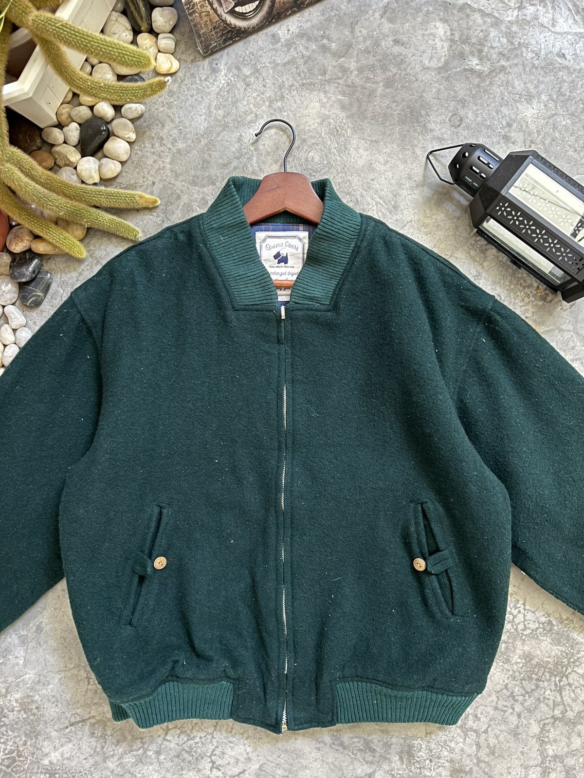 Vintage STEALS 🏴‍☠️ Queens Court Wool Quilted Bomber Jacket Size US L / EU 52-54 / 3 - 6 Thumbnail