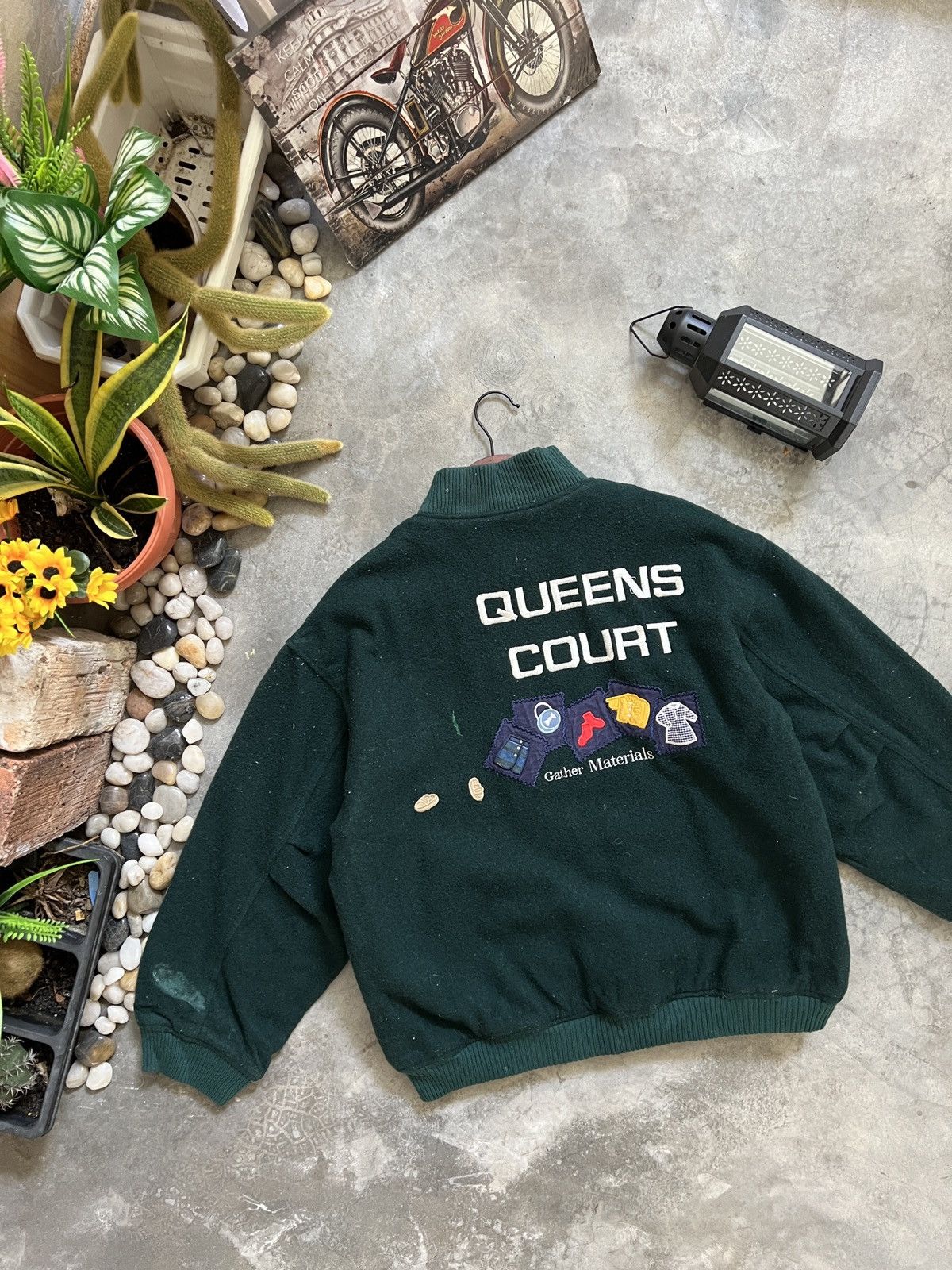 Vintage STEALS 🏴‍☠️ Queens Court Wool Quilted Bomber Jacket Size US L / EU 52-54 / 3 - 4 Thumbnail