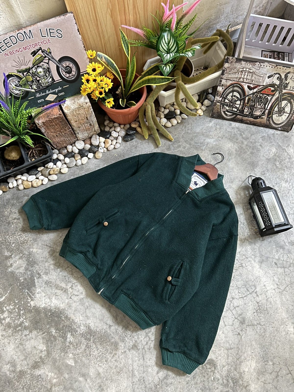 Vintage STEALS 🏴‍☠️ Queens Court Wool Quilted Bomber Jacket Size US L / EU 52-54 / 3 - 8 Thumbnail