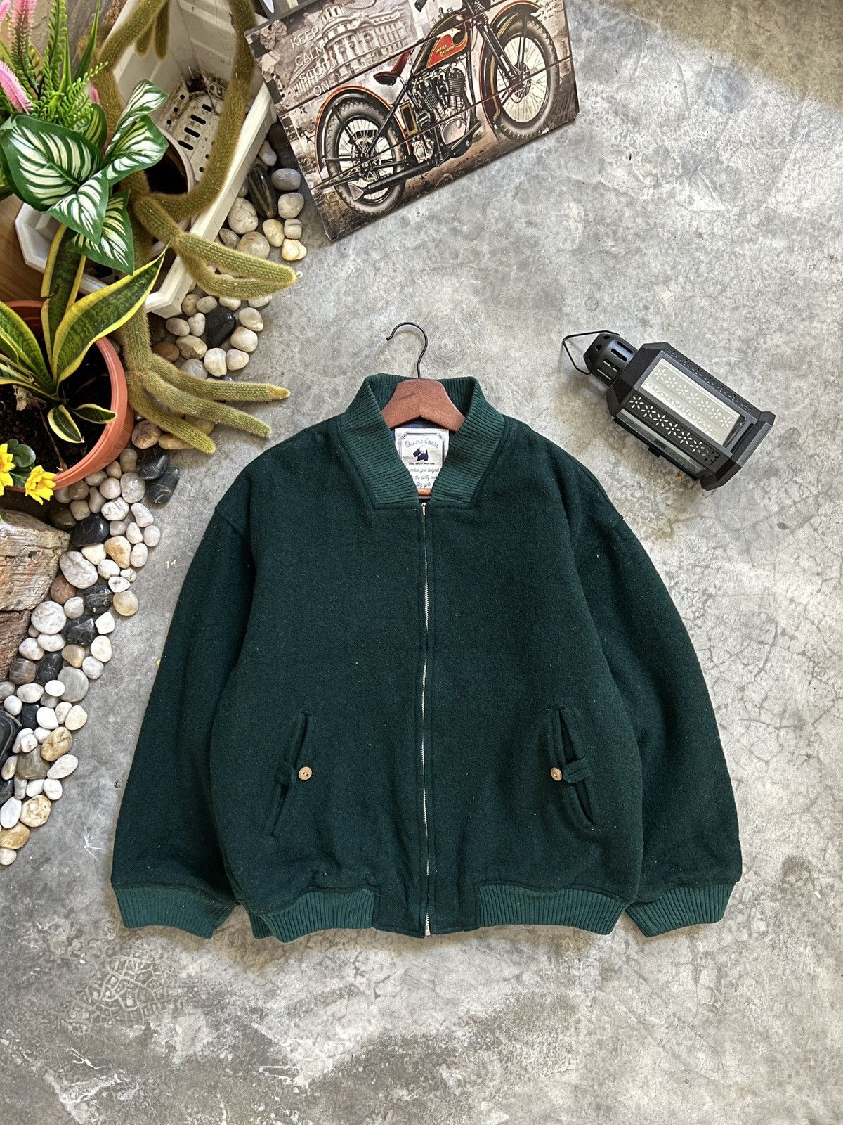 Vintage STEALS 🏴‍☠️ Queens Court Wool Quilted Bomber Jacket Size US L / EU 52-54 / 3 - 20 Thumbnail