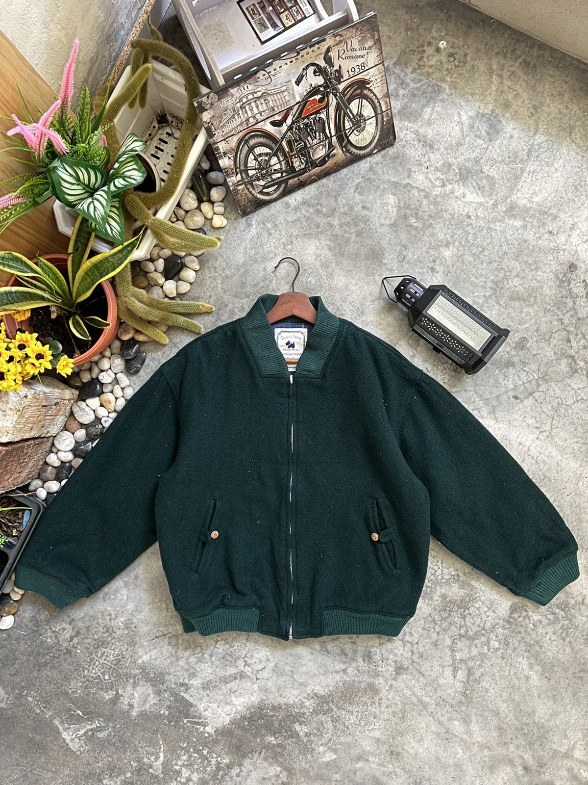 Vintage STEALS 🏴‍☠️ Queens Court Wool Quilted Bomber Jacket Size US L / EU 52-54 / 3 - 5 Thumbnail