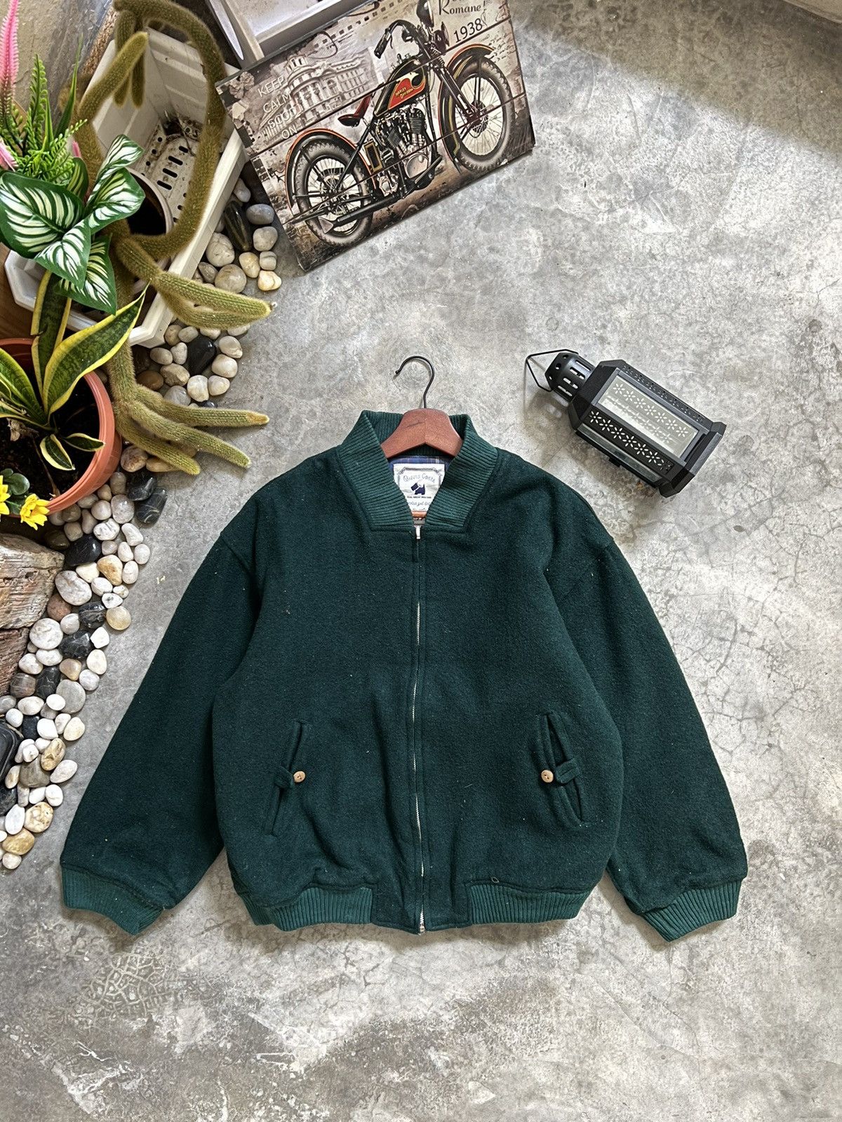 Vintage STEALS 🏴‍☠️ Queens Court Wool Quilted Bomber Jacket Size US L / EU 52-54 / 3 - 15 Thumbnail