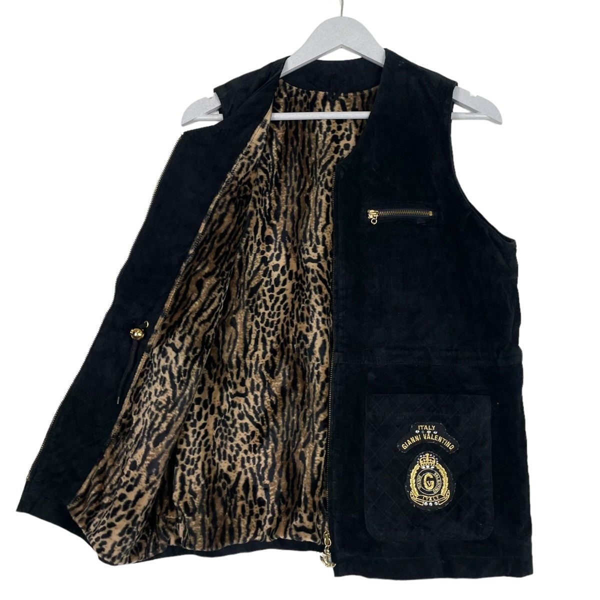 Gianni Valentino × Japanese Brand × Vintage 💥GIANNI VALENTINO MOLESKIN RETRO TIGER PATTERN VEST VINTAGE Size US M / EU 48-50 / 2 - 1 Thumbnail