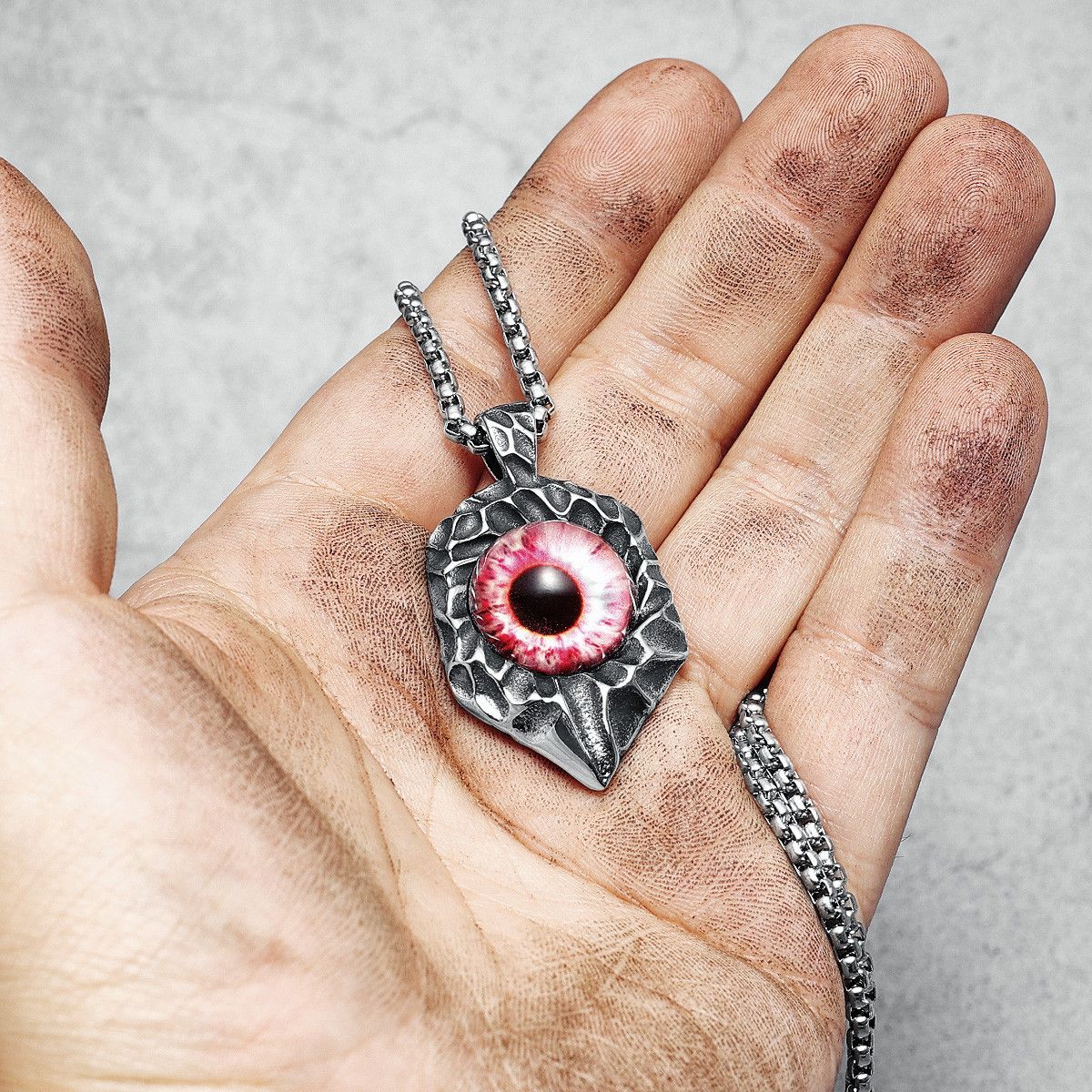 Jewelry 316L Stainless Steel Devil Eye Pendant Necklace Size ONE SIZE - 1 Thumbnail