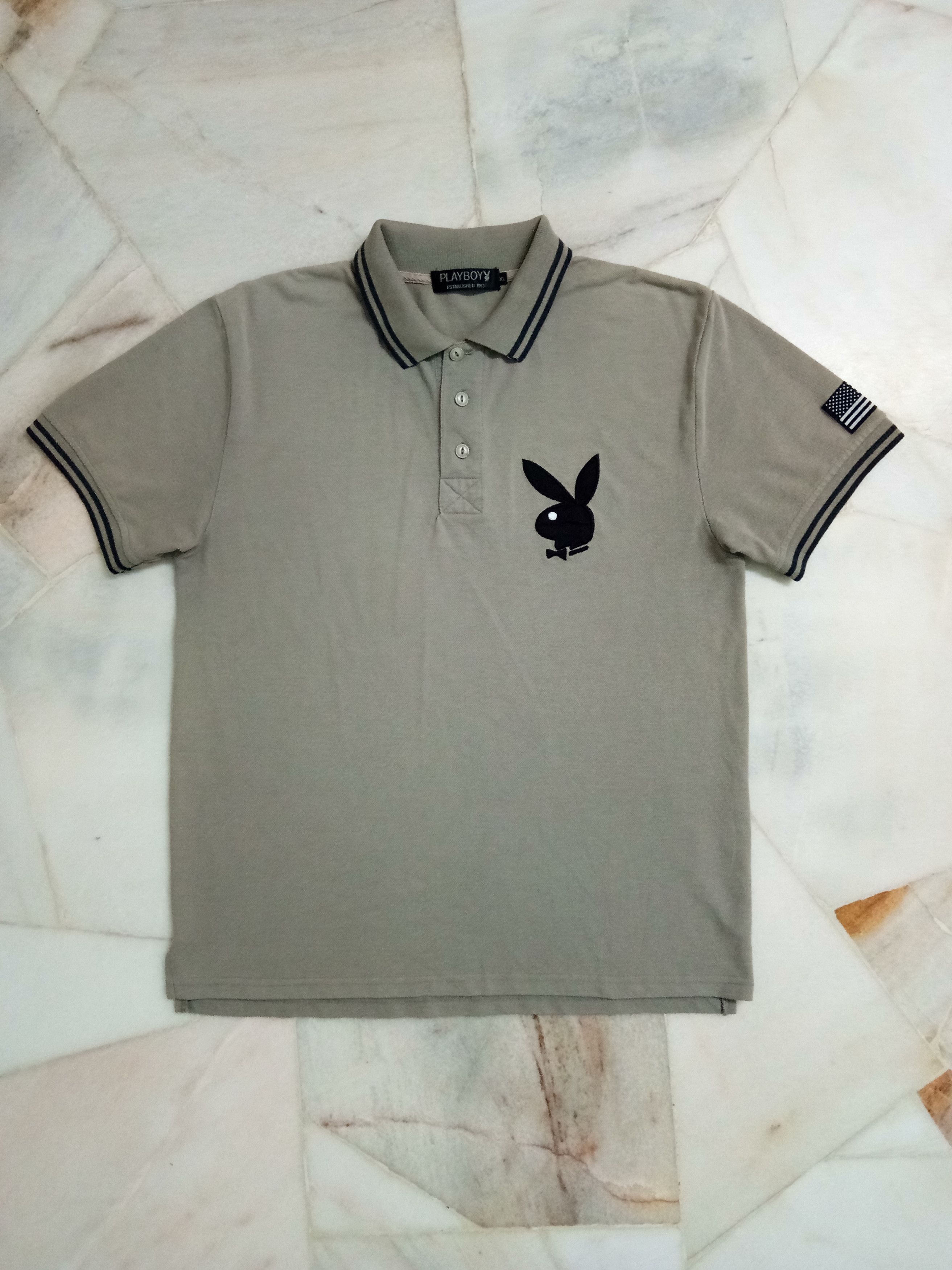 Playboy Vintage Polo ringer iconic flag logo's Size US M / EU 48-50 / 2 - 1 Thumbnail