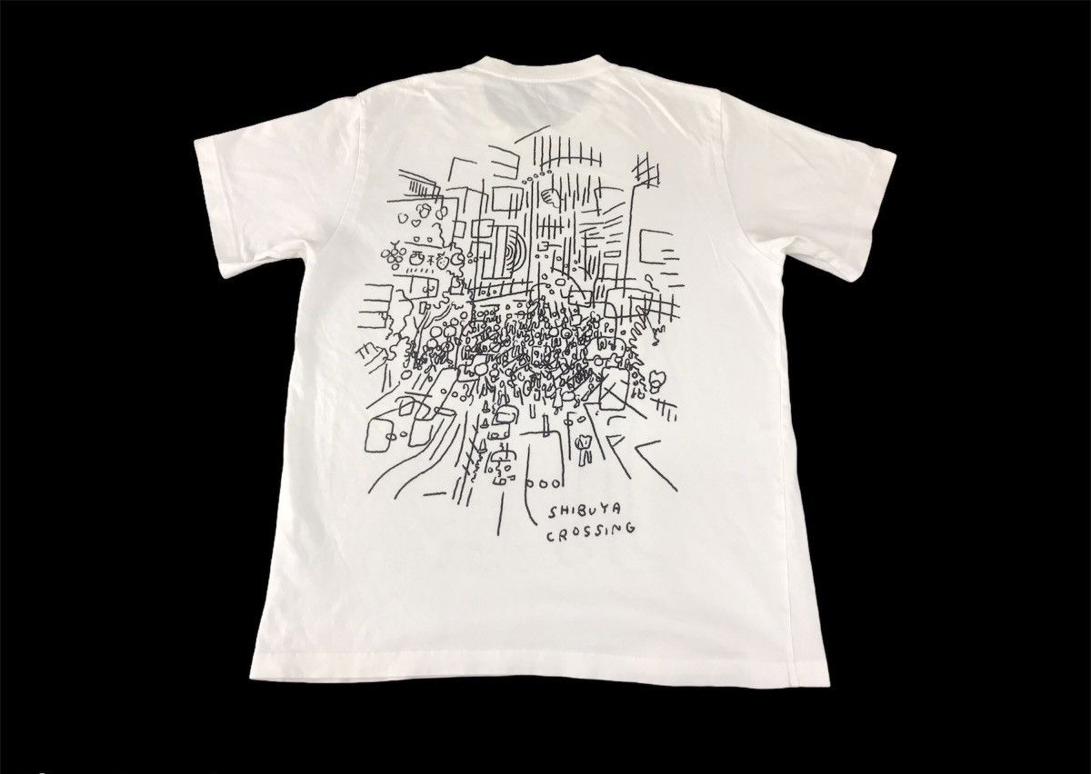 image of Sprzny Jason Polan American Artist Illustration Shibuya Tee in White, Men's (Size Medium)