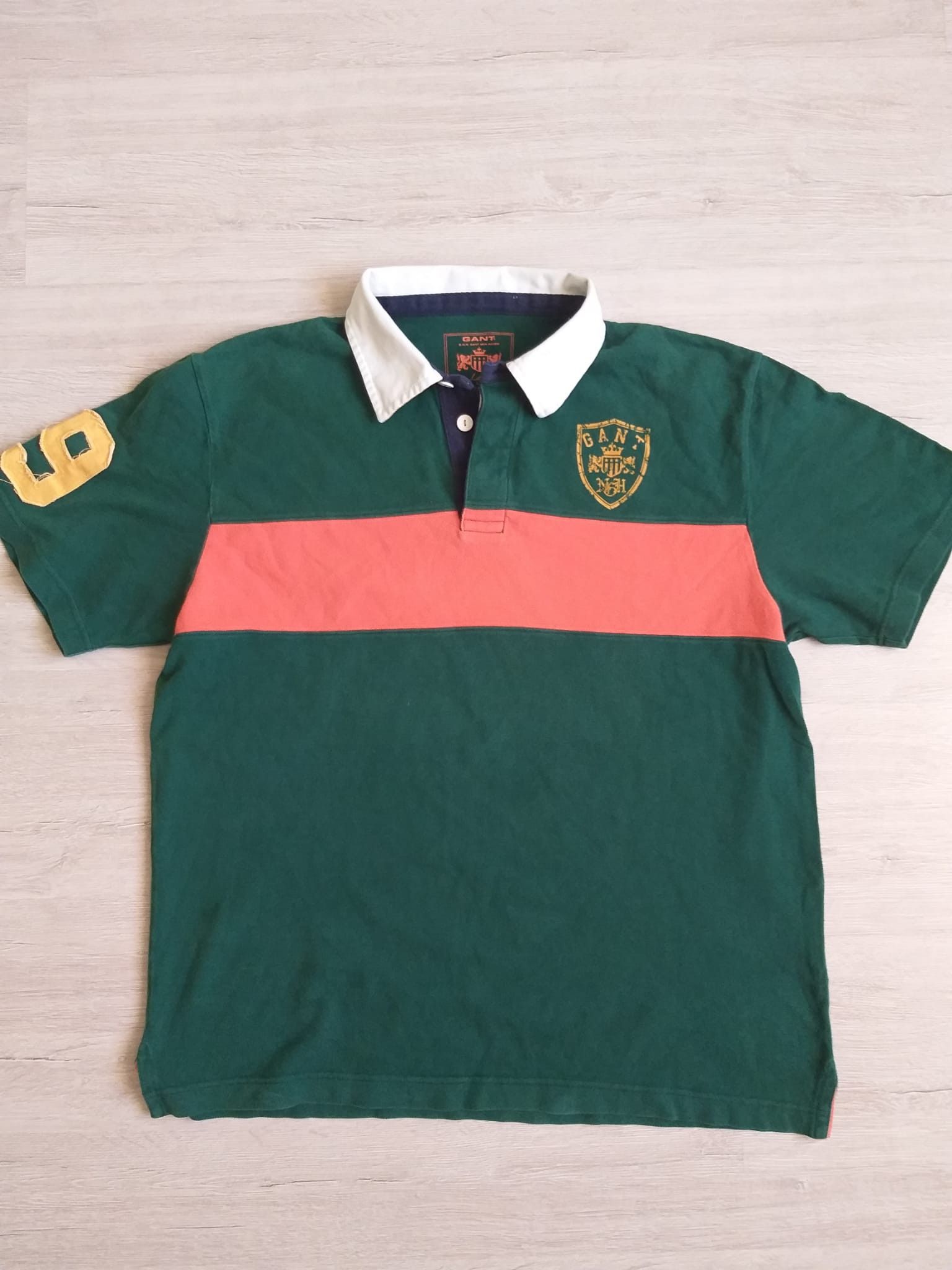 Gant GANT Rugby Polo Shirt Green Crest Stripe Size US L / EU 52-54 / 3 - 3 Thumbnail