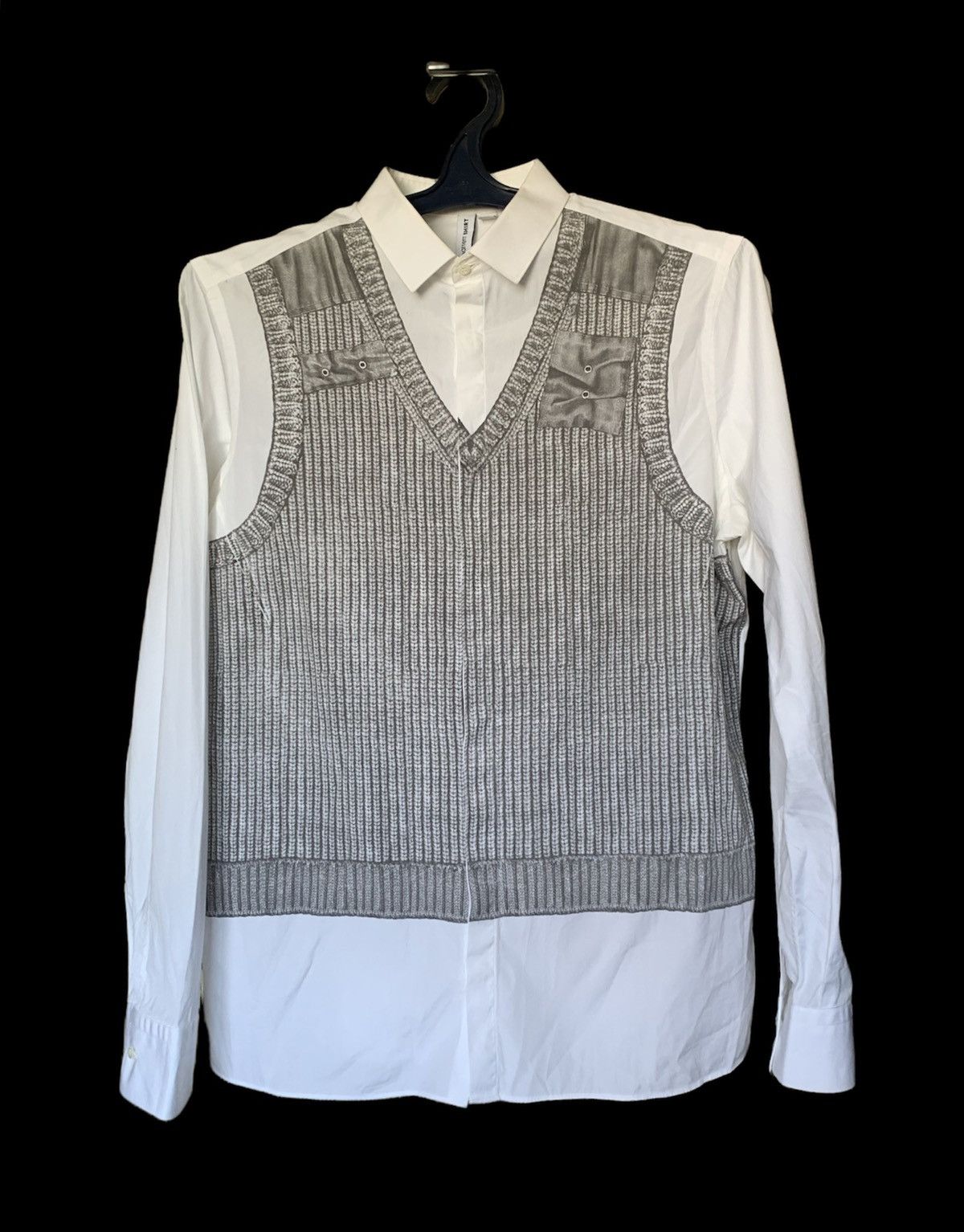 image of Avant Garde x Neil Barrett Neil Barret Vest Print White Shirt Hype Jpg, Men's (Size XL)