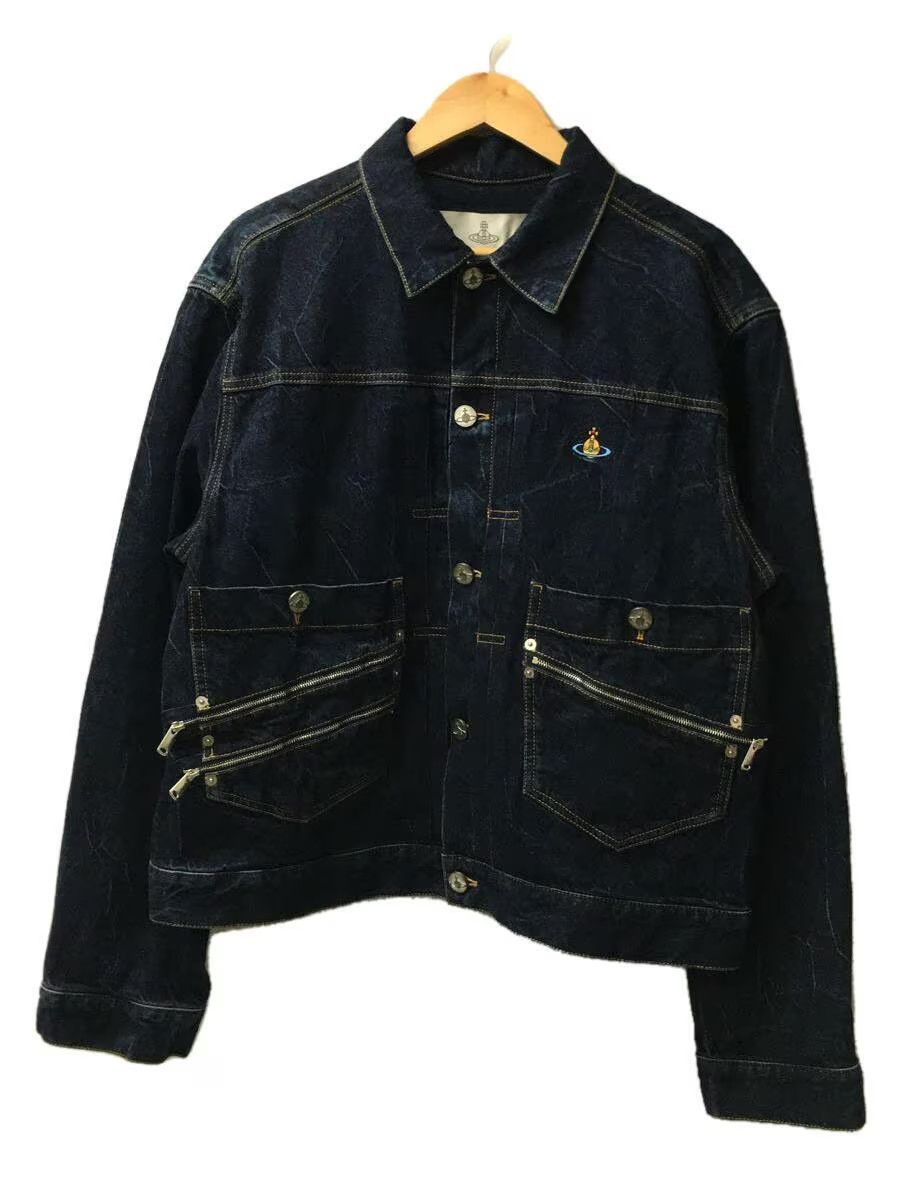 image of Vivienne Westwood Multi Zip Orb Boxy Denim Jacket in Indigo, Men's (Size Large)