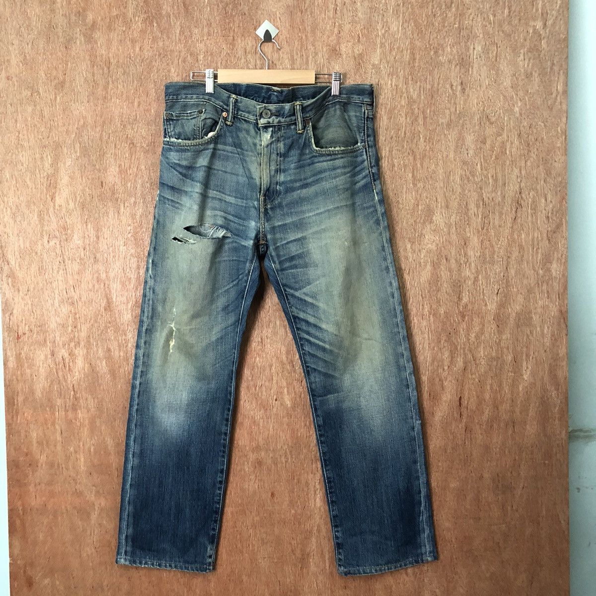 Levi's DL 502 Levis Blue Distressed Denim jeans pants #6378 Size US 36 / EU 52 - 1 Thumbnail