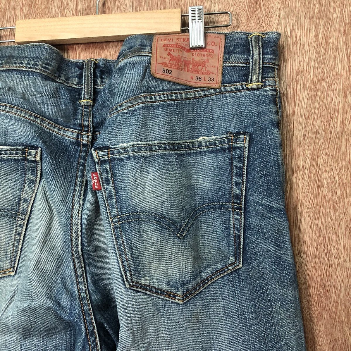 Levi's DL 502 Levis Blue Distressed Denim jeans pants #6378 Size US 36 / EU 52 - 11 Thumbnail