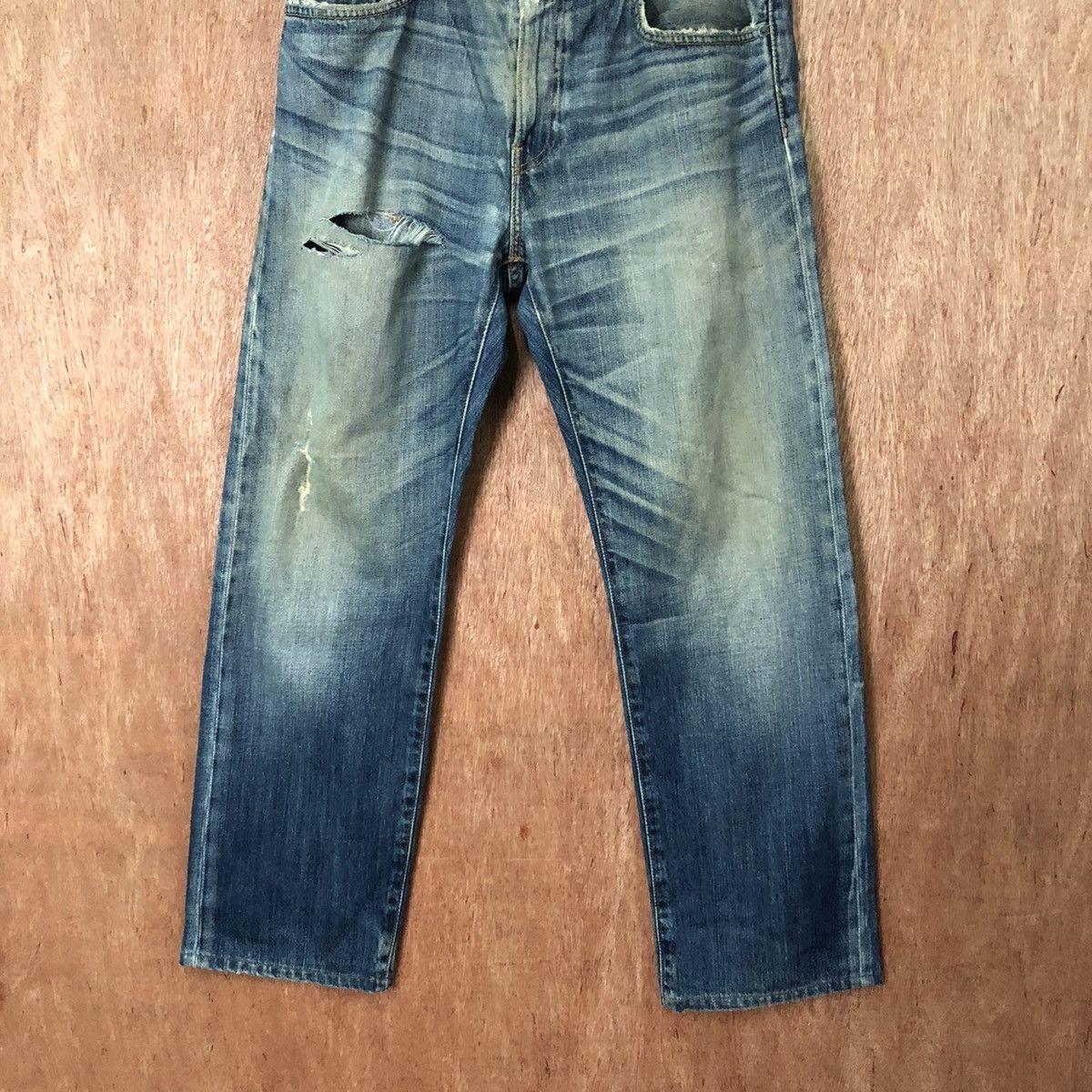 Levi's DL 502 Levis Blue Distressed Denim jeans pants #6378 Size US 36 / EU 52 - 3 Thumbnail
