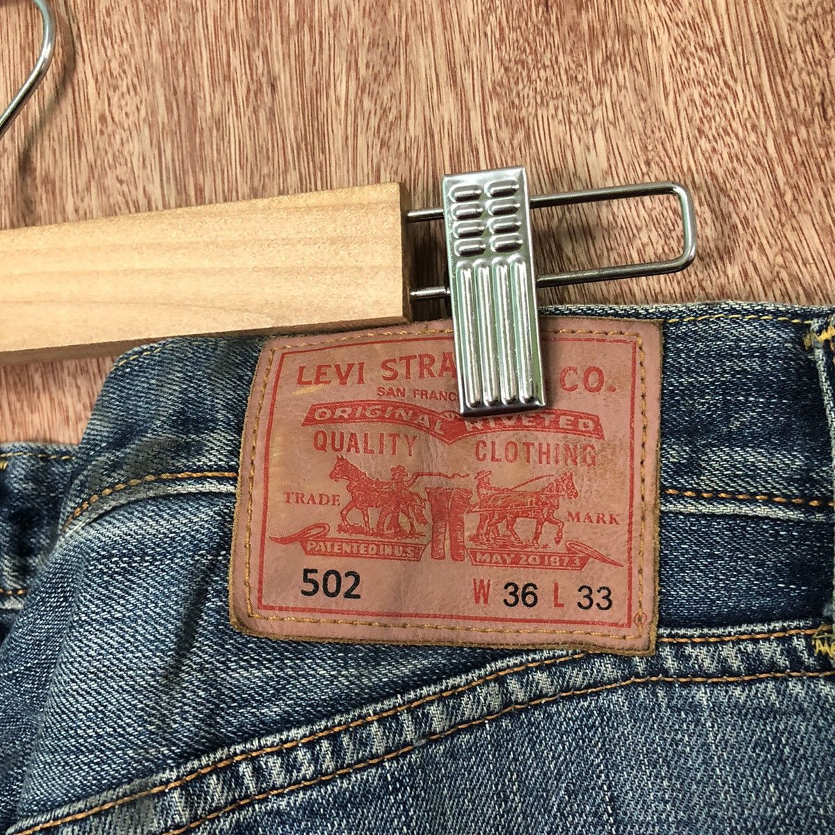 Levi's DL 502 Levis Blue Distressed Denim jeans pants #6378 Size US 36 / EU 52 - 12 Thumbnail