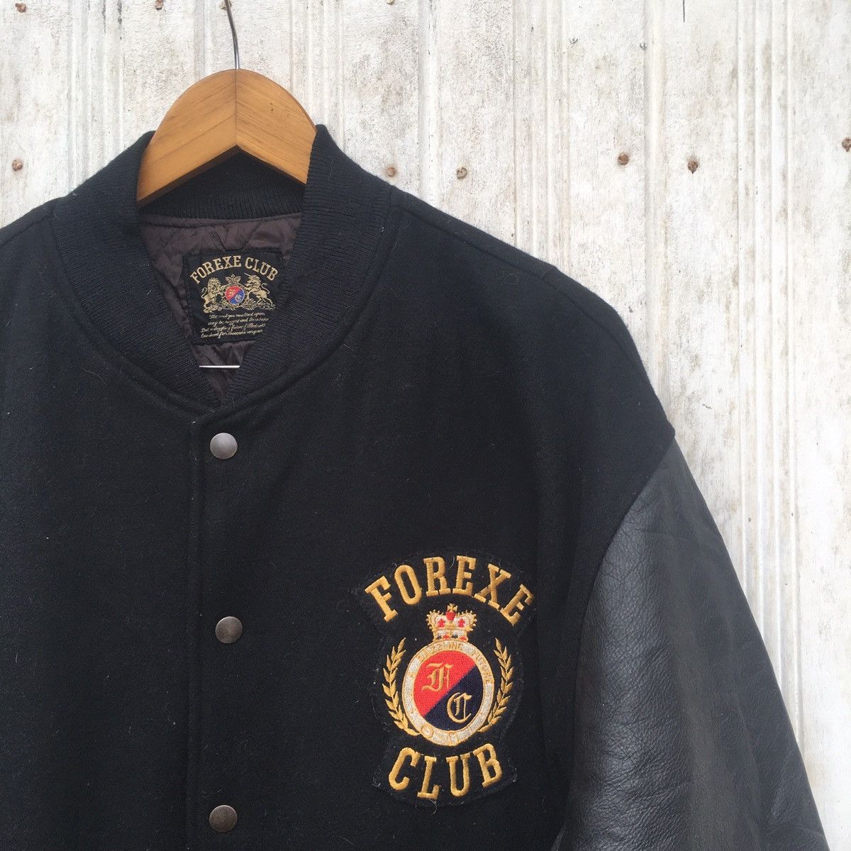 Vintage Vintage Forexe Club Leather Wool Varsity Bomber Jacket Size US L / EU 52-54 / 3 - 5 Thumbnail
