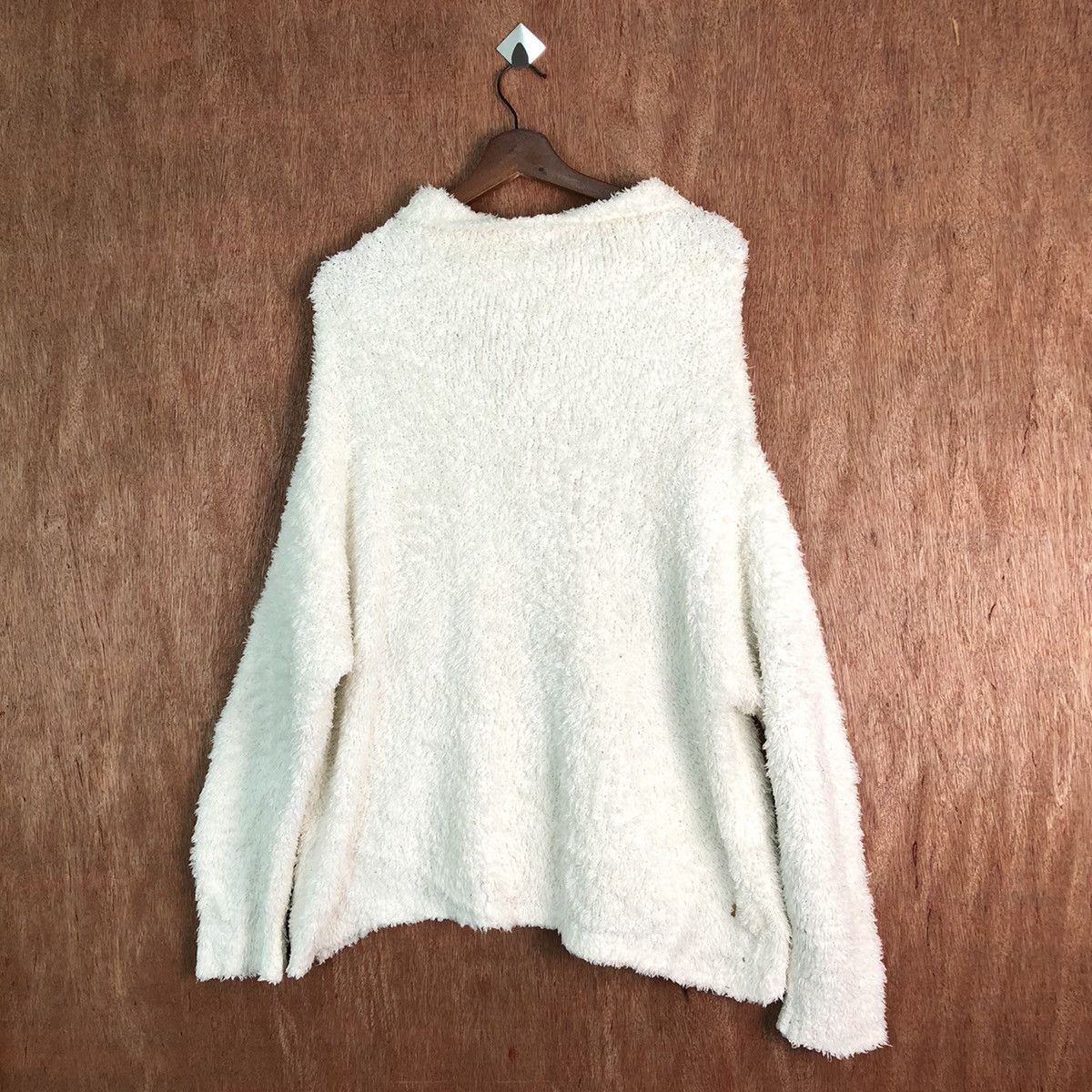 Homespun Knitwear Gelaiod Pigrit White Shag Shaggy Fur Mohair Knitwear #6566 Size L / US 10 / IT 46 - 6 Thumbnail