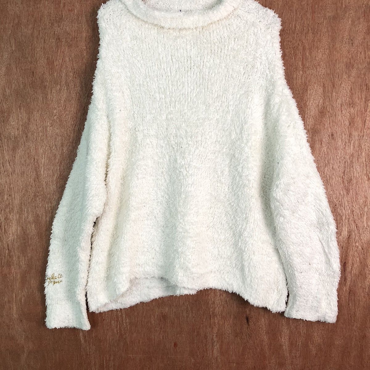 Homespun Knitwear Gelaiod Pigrit White Shag Shaggy Fur Mohair Knitwear #6566 Size L / US 10 / IT 46 - 3 Thumbnail