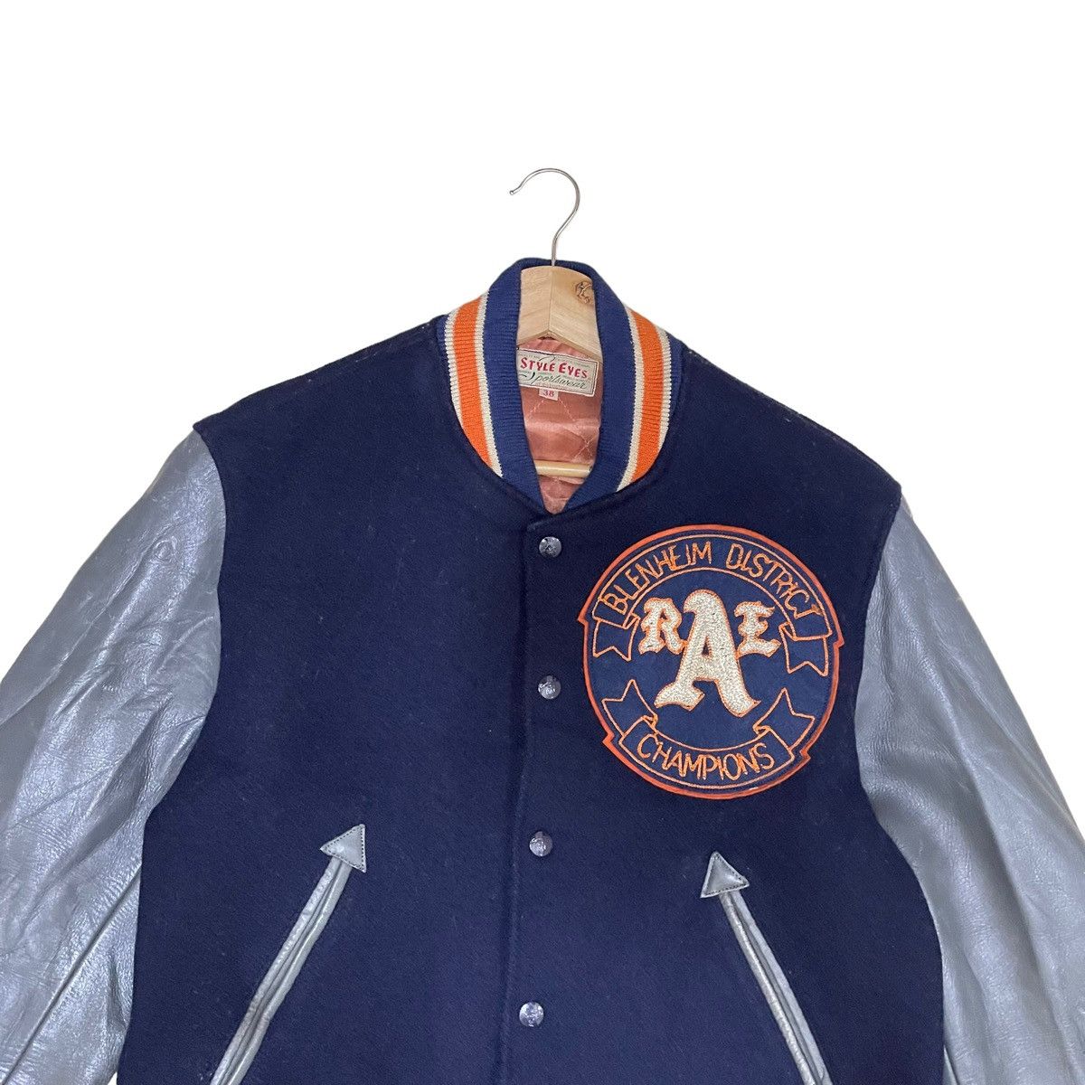 Sugar Cane × Toyo Enterprises × Vintage 90s Style Eyes By Sugar Cane Wool Varsity Leather Sleeve Size US M / EU 48-50 / 2 - 5 Thumbnail