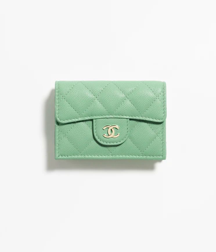 Chanel Matelasse Trifold Wallet Blue Green Ap0230 Caviar Leather