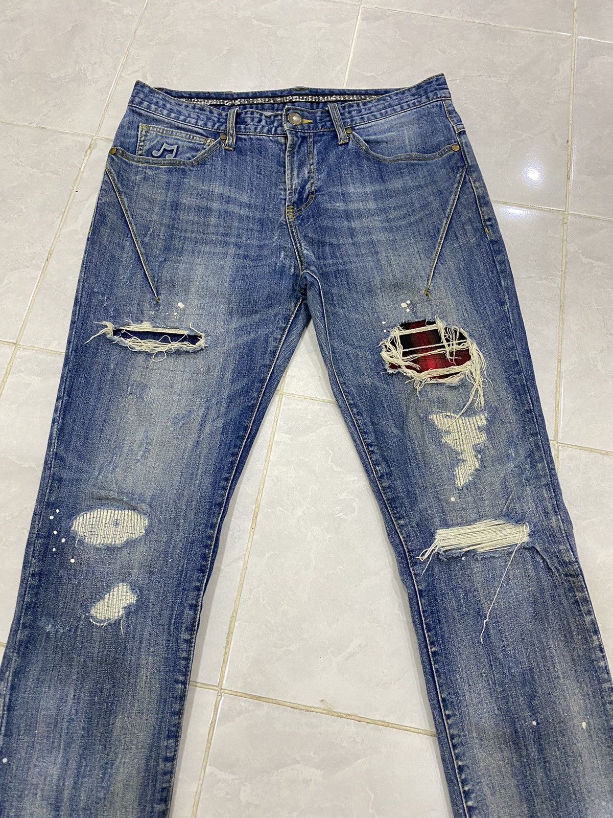 Number (N)ine Number (N)ine🎵 Loveless Guild Prime Distress Painted Denim Size US 33 - 3 Thumbnail