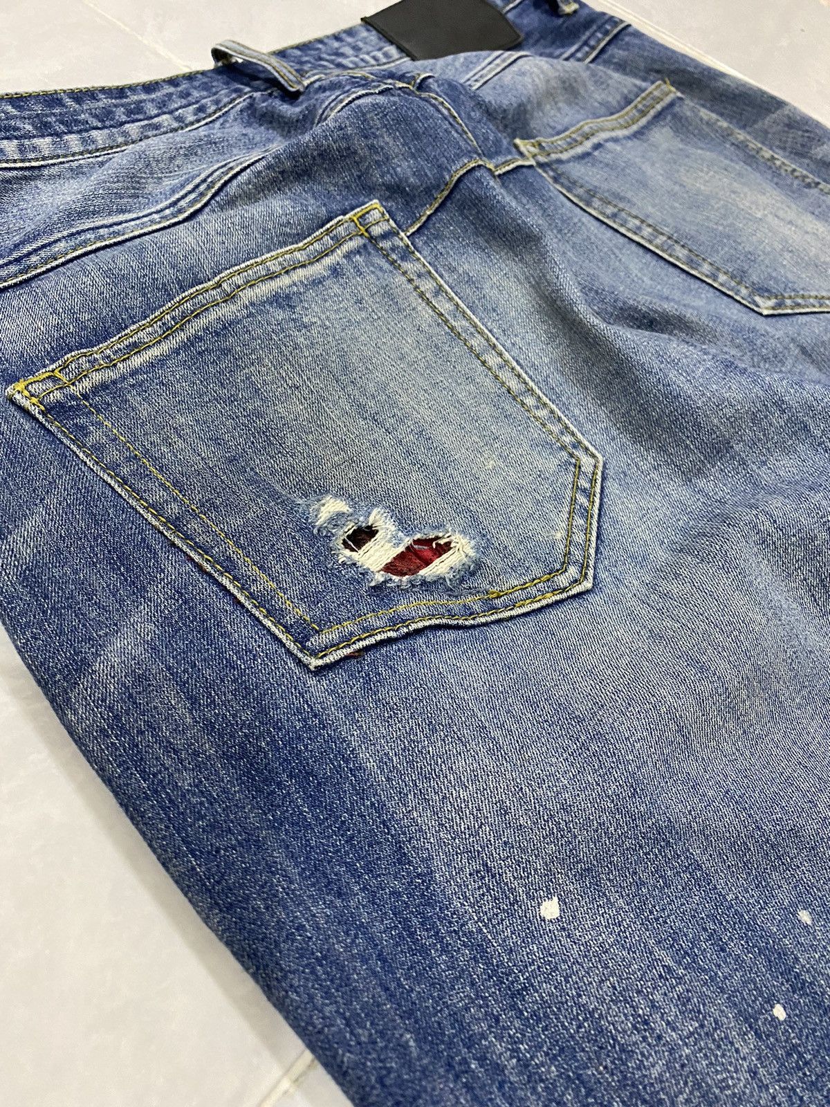 Number (N)ine Number (N)ine🎵 Loveless Guild Prime Distress Painted Denim Size US 33 - 14 Thumbnail