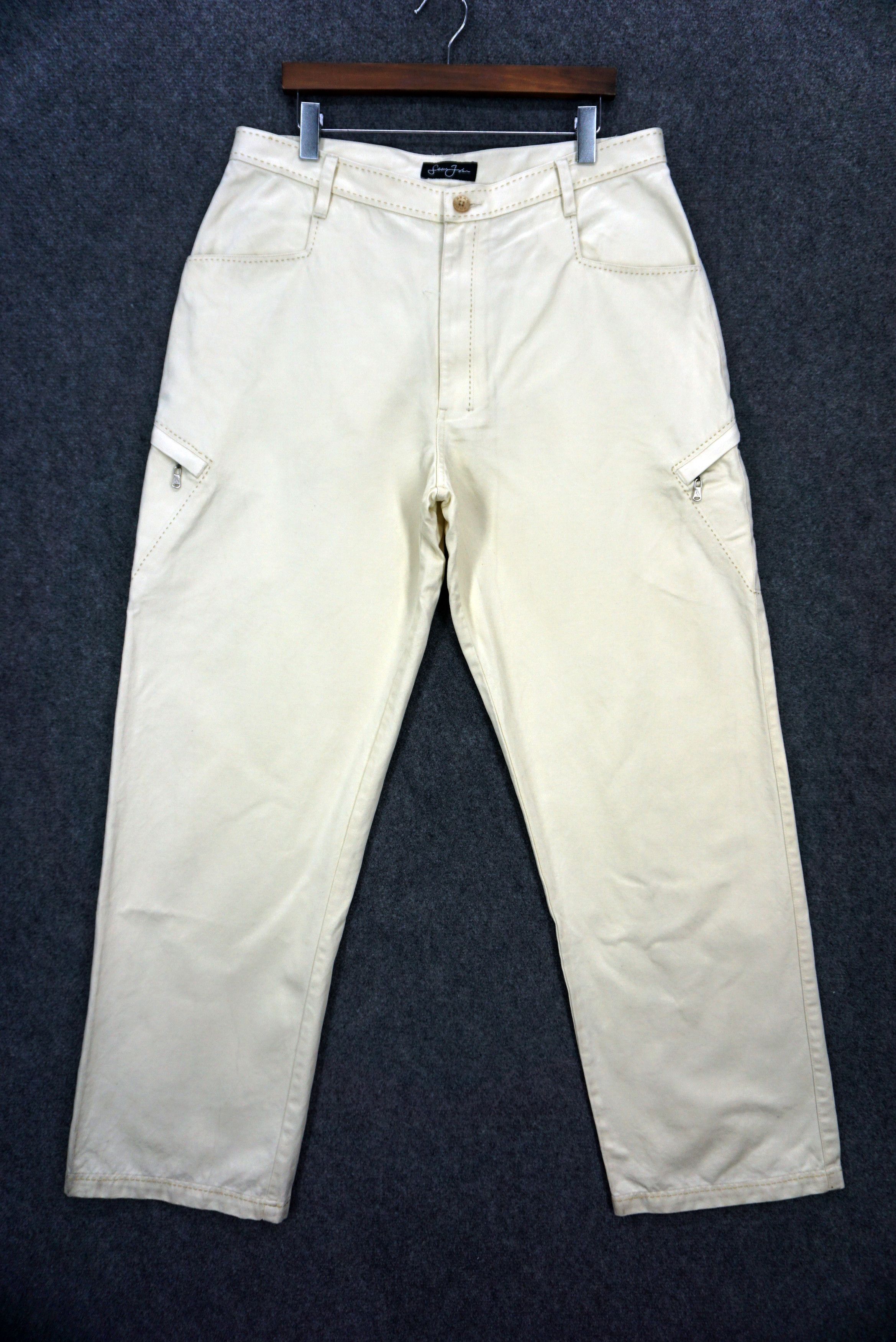 image of Sean John x Vintage Baggy Pants Hip Hop Skate Multi Pocket Loose Relaxed in Beige White (Size 36)