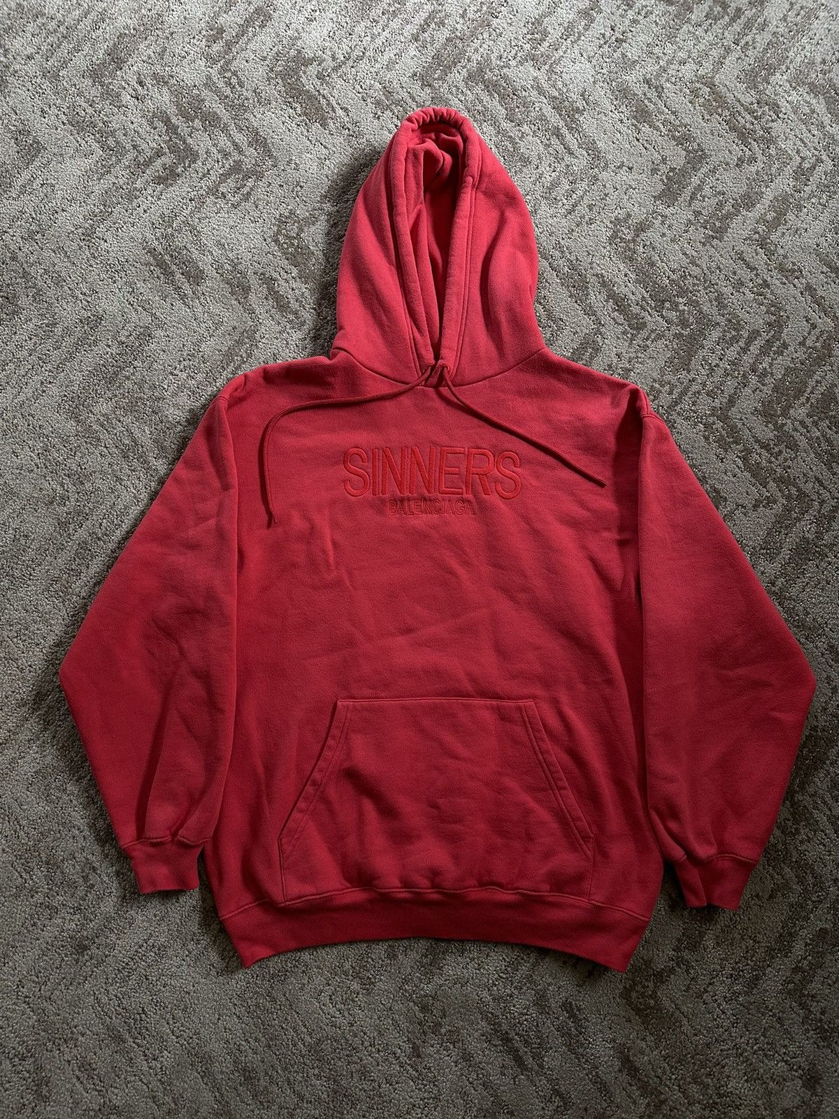 image of Balenciaga Sinners Hoodie in Red, Men's (Size Small)