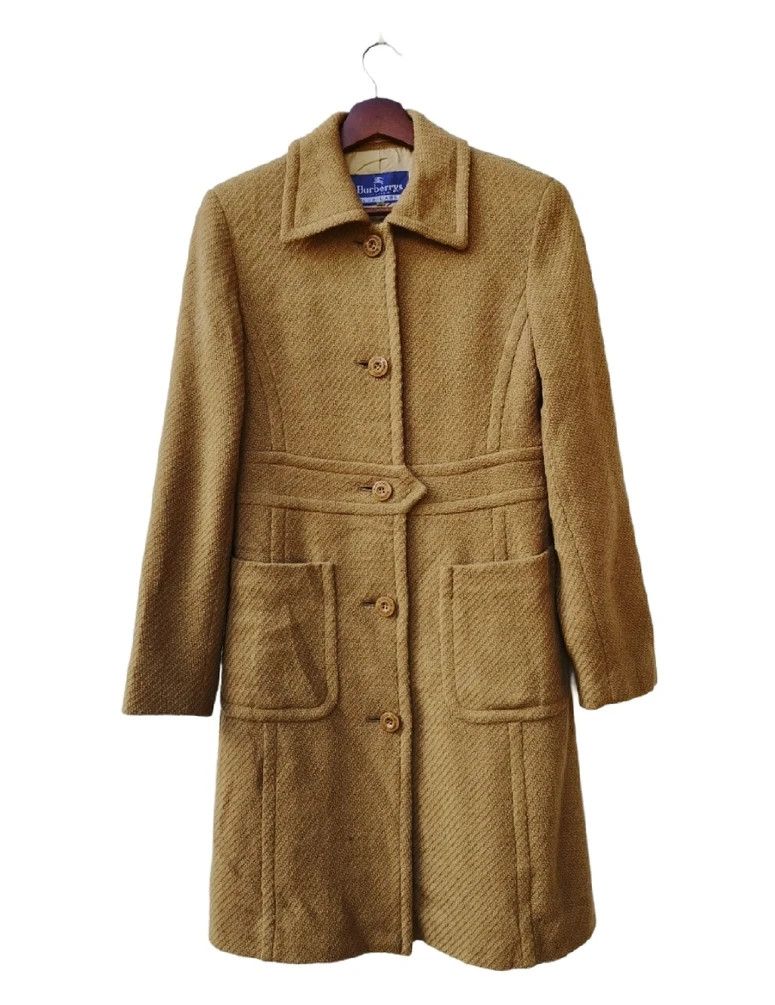 Burberry Vintage Burberrys Blue Label Wool Long Coat Jacket Size S / US 4 / IT 40 - 1 Thumbnail